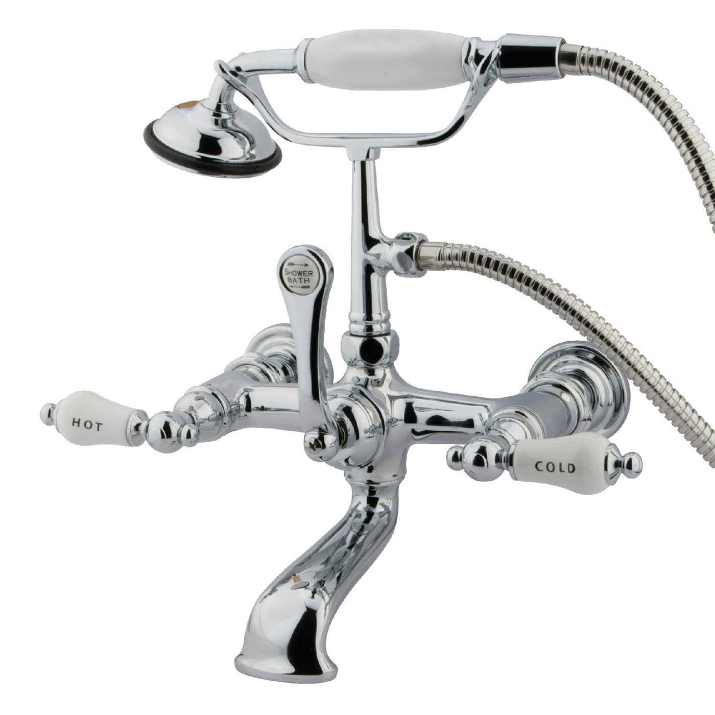 Elements of Design DT5521CL 7-Inch Wall Mount Tub Faucet with Hand Shower, Polished Chrome