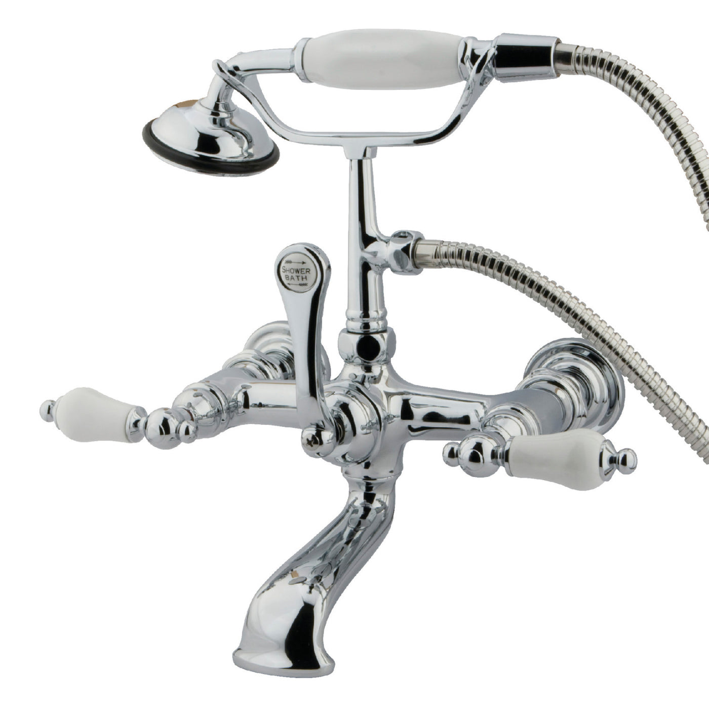 Elements of Design DT5521PL 7-Inch Wall Mount Tub Faucet with Hand Shower, Polished Chrome