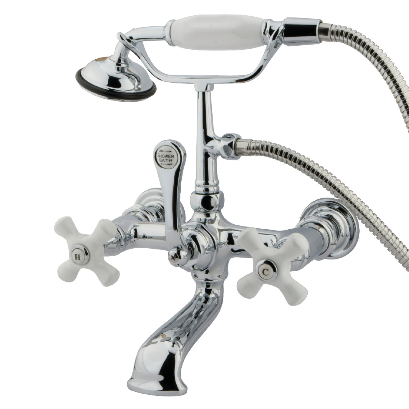 Elements of Design DT5521PX 7-Inch Wall Mount Tub Faucet with Hand Shower, Polished Chrome