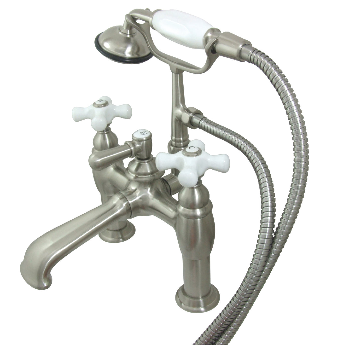 Elements of Design DT6038PX 7-Inch Deck Mount Tub Faucet with Hand Shower, Brushed Nickel
