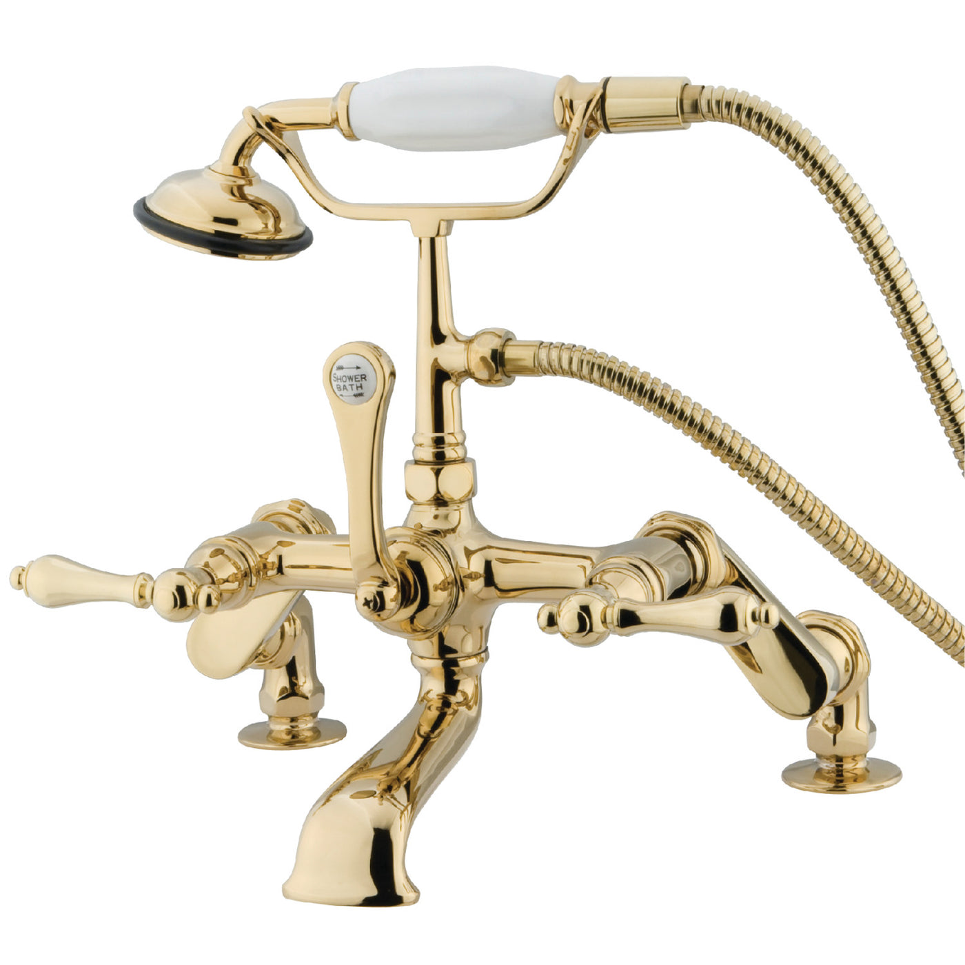 Elements of Design DT6512AL Adjustable Center Deck Mount Tub Faucet, Polished Brass