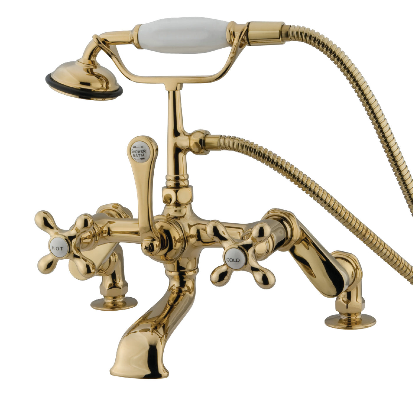 Elements of Design DT6512AX Adjustable Center Deck Mount Tub Faucet, Polished Brass