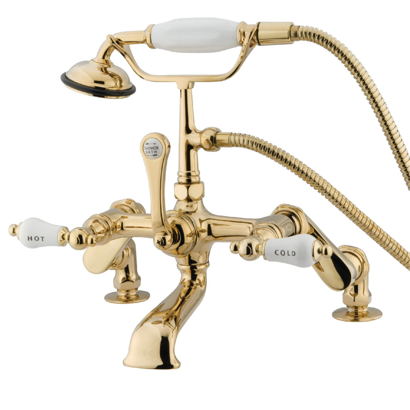 Elements of Design DT6512CL Adjustable Center Deck Mount Tub Faucet, Polished Brass