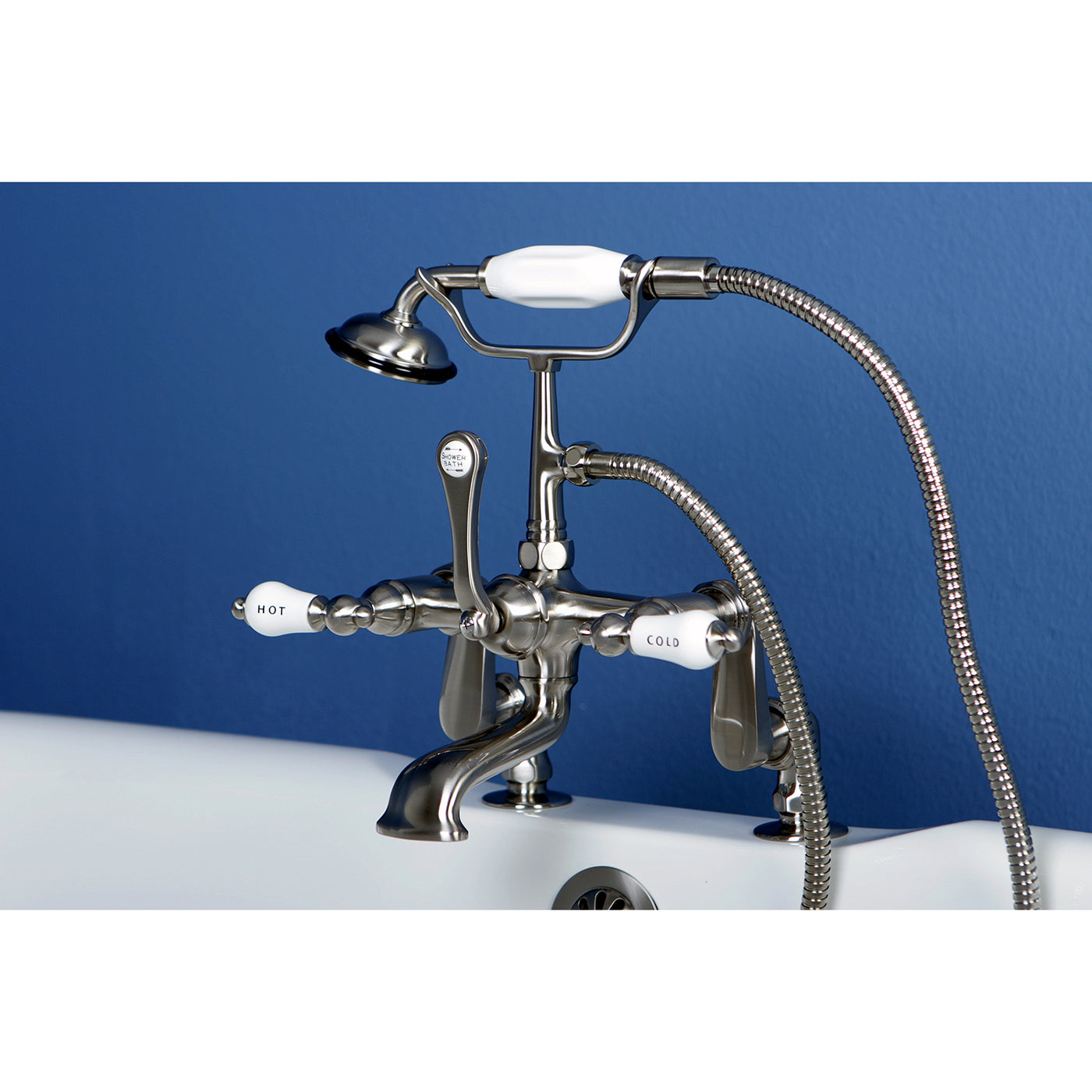 Elements of Design DT6518CL Adjustable Center Deck Mount Tub Faucet, Brushed Nickel