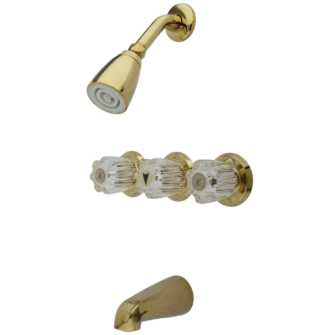 Elements of Design EB132 Three-Handle Tub and Shower Faucet, Polished Brass