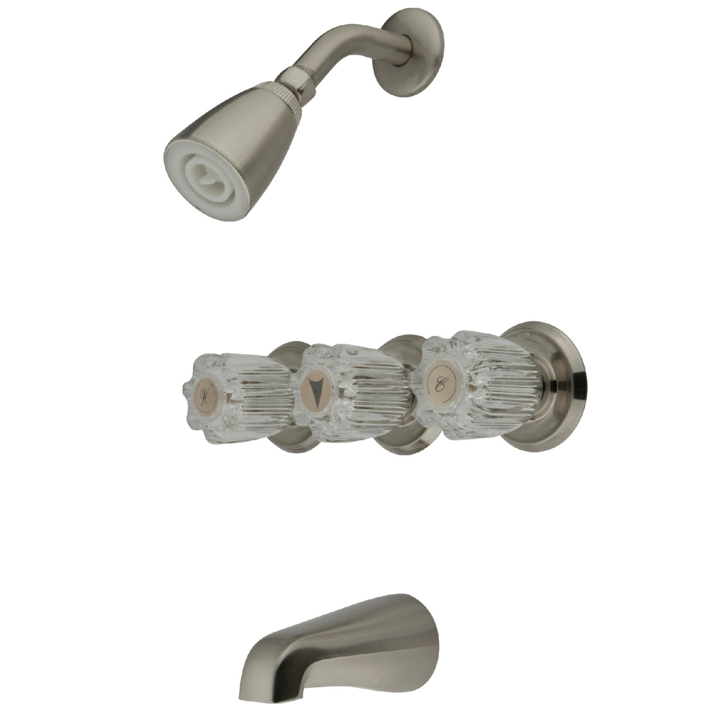 Elements of Design EB138 Three-Handle Tub and Shower Faucet, Brushed Nickel