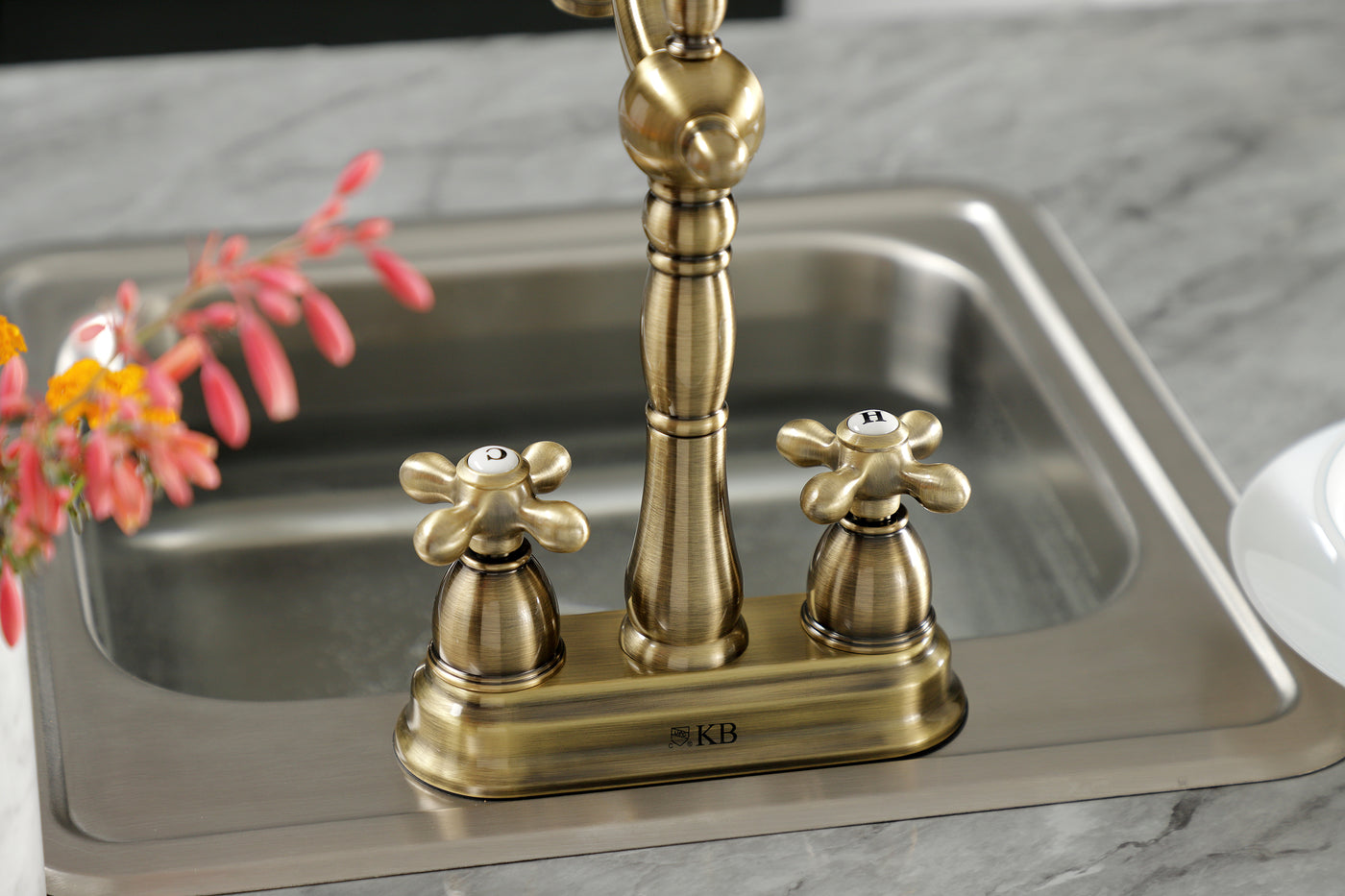 Elements of Design EB1493AX 4-Inch Centerset Bar Faucet, Antique Brass