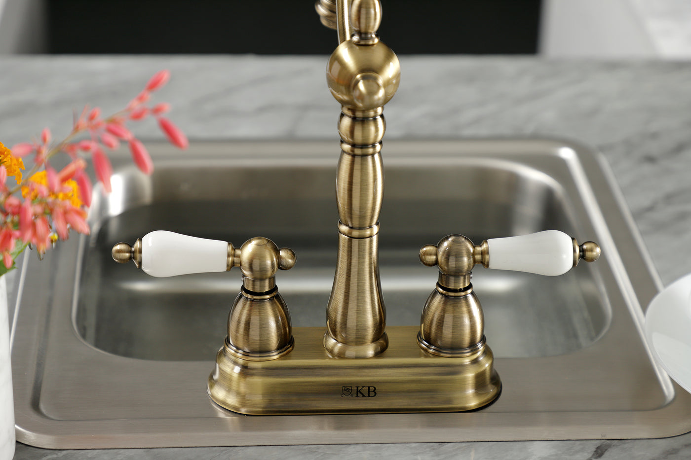 Elements of Design EB1493PL 4-Inch Centerset Bar Faucet, Antique Brass