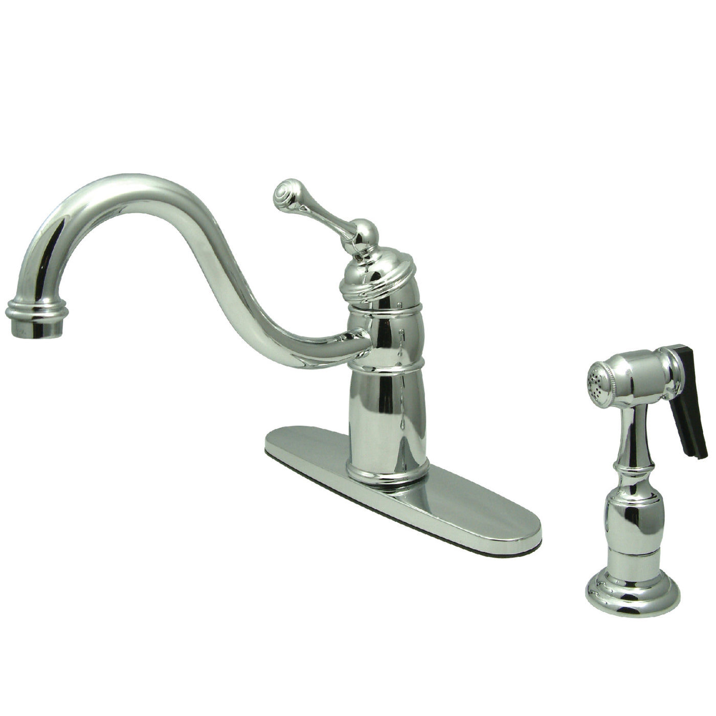 Elements of Design EB1571BLBS Single-Handle Kitchen Faucet with Brass Sprayer, Polished Chrome
