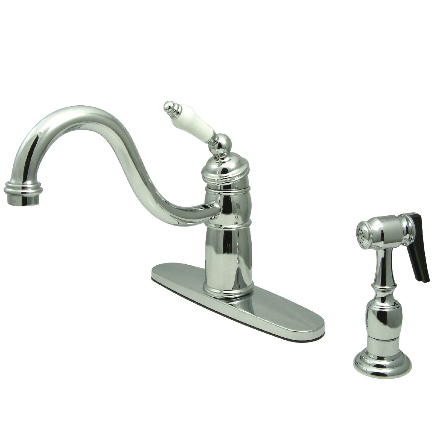 Elements of Design EB1571PLBS Single-Handle Kitchen Faucet with Brass Sprayer, Polished Chrome