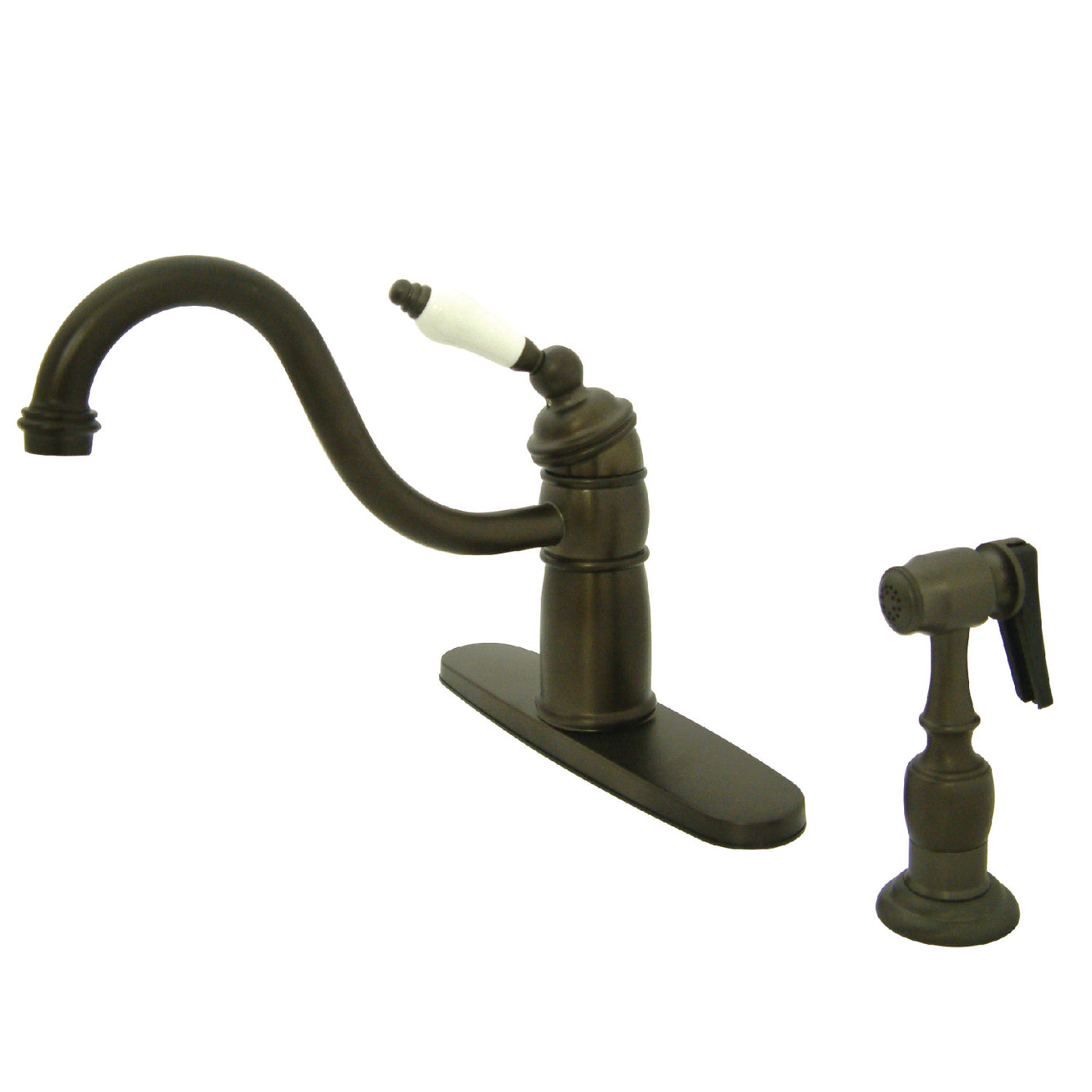 Elements of Design EB1575PLBS Single-Handle Kitchen Faucet with Brass Sprayer, Oil Rubbed Bronze