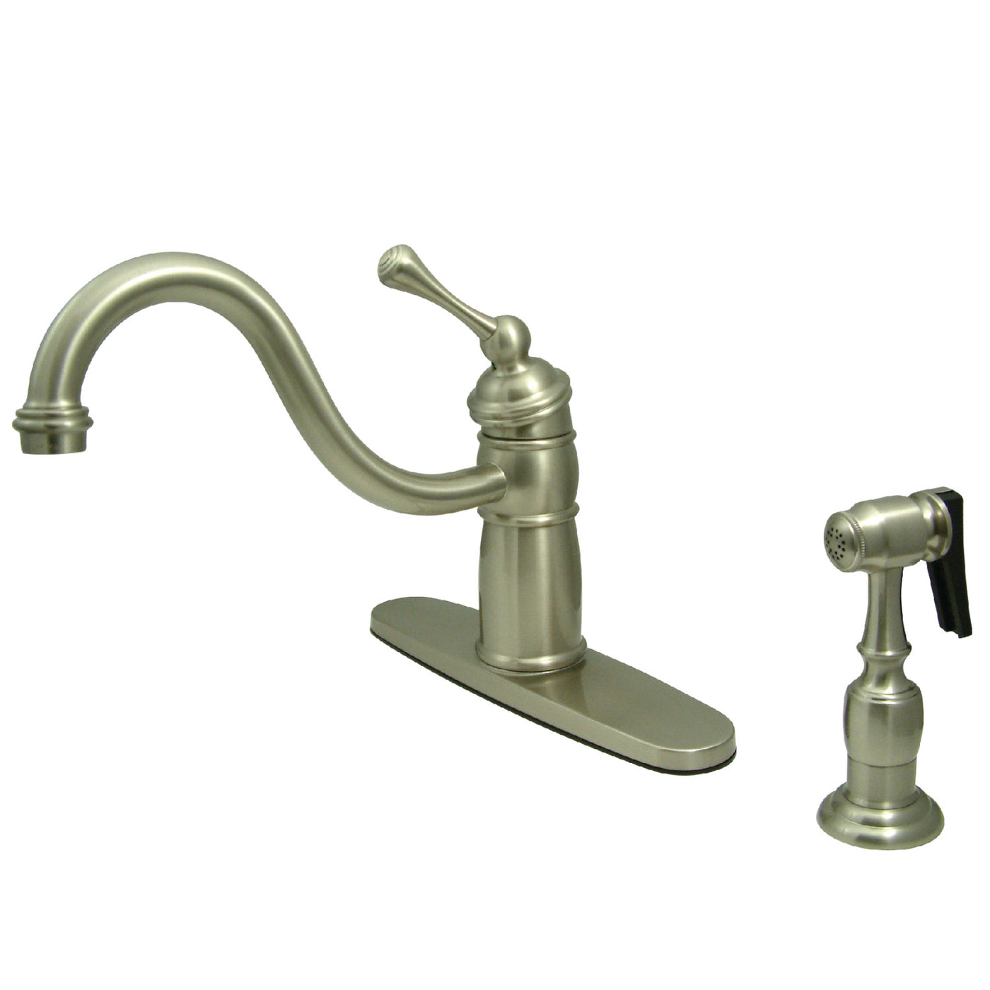 Elements of Design EB1578BLBS Single-Handle Kitchen Faucet with Brass Sprayer, Brushed Nickel