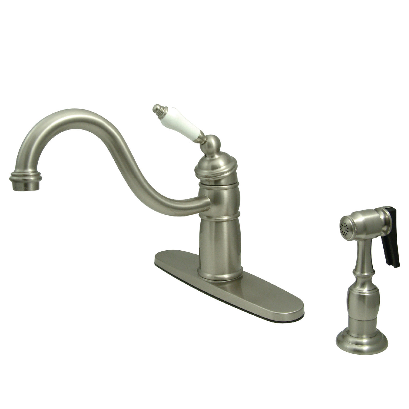 Elements of Design EB1578PLBS Single-Handle Kitchen Faucet with Brass Sprayer, Brushed Nickel
