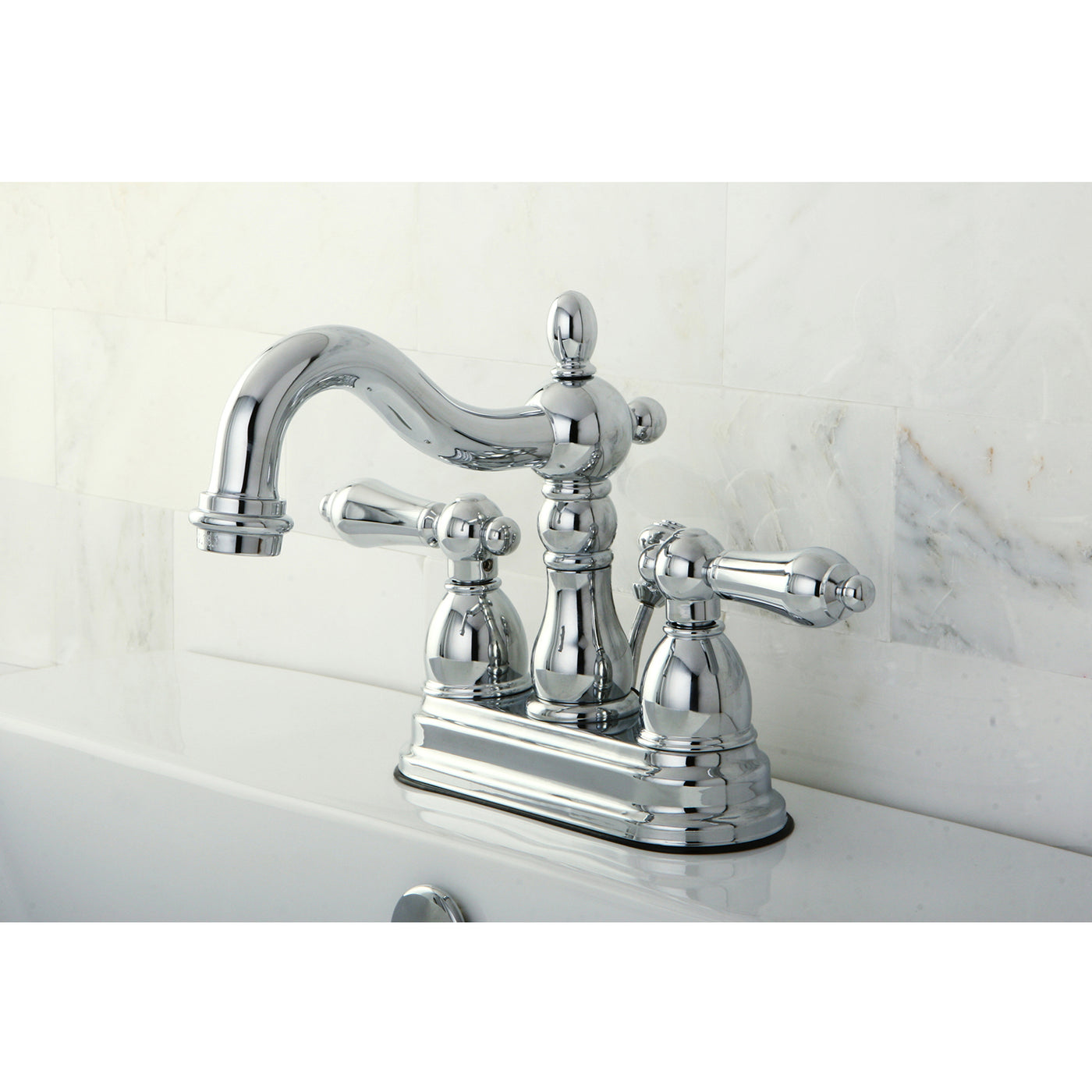 Elements of Design EB1601AL 4-Inch Centerset Bathroom Faucet with Plastic Pop-Up, Polished Chrome