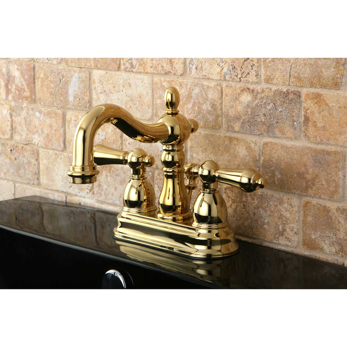 Elements of Design EB1602AL 4-Inch Centerset Bathroom Faucet with Plastic Pop-Up, Polished Brass
