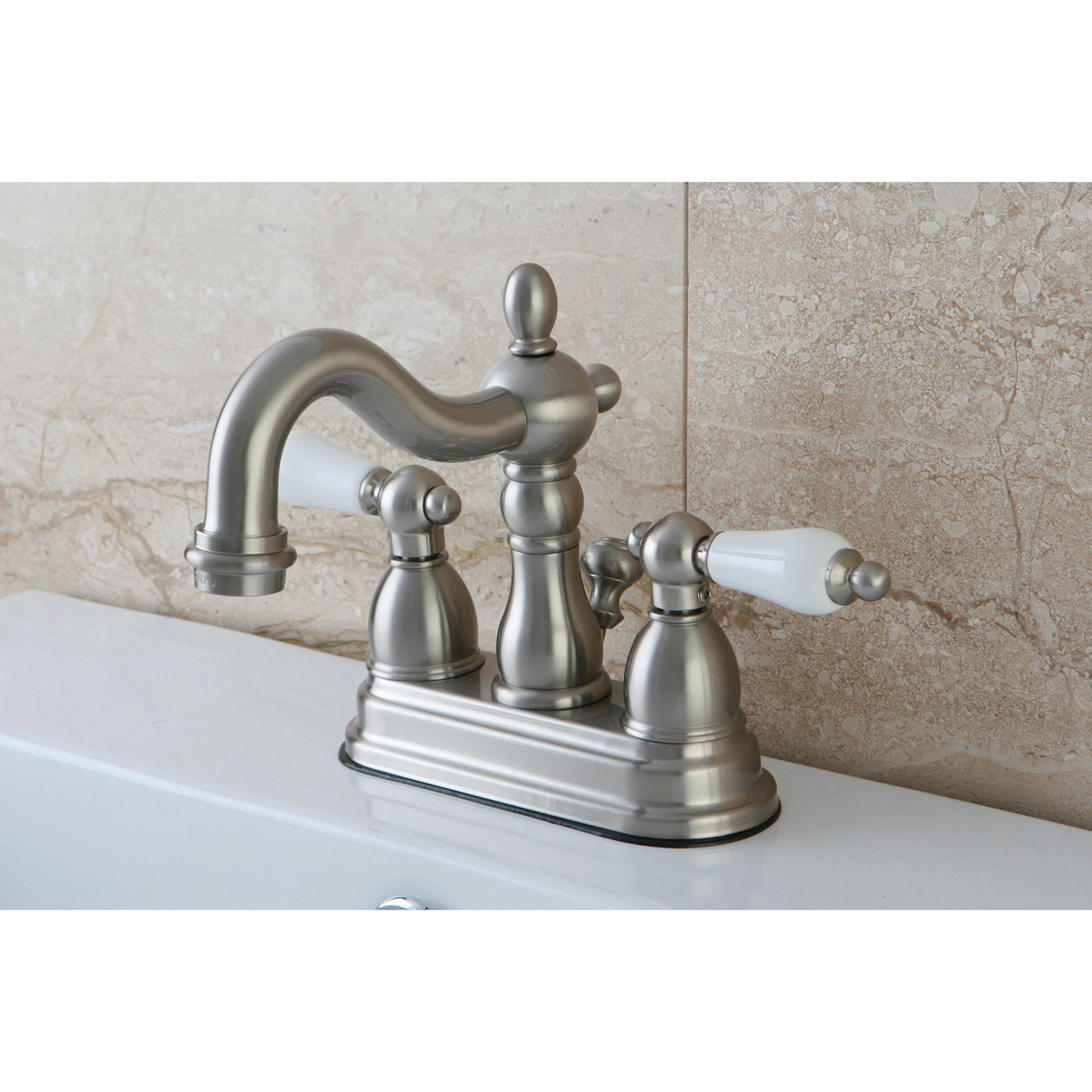 Elements of Design EB1608PL 4-Inch Centerset Bathroom Faucet with Plastic Pop-Up, Brushed Nickel