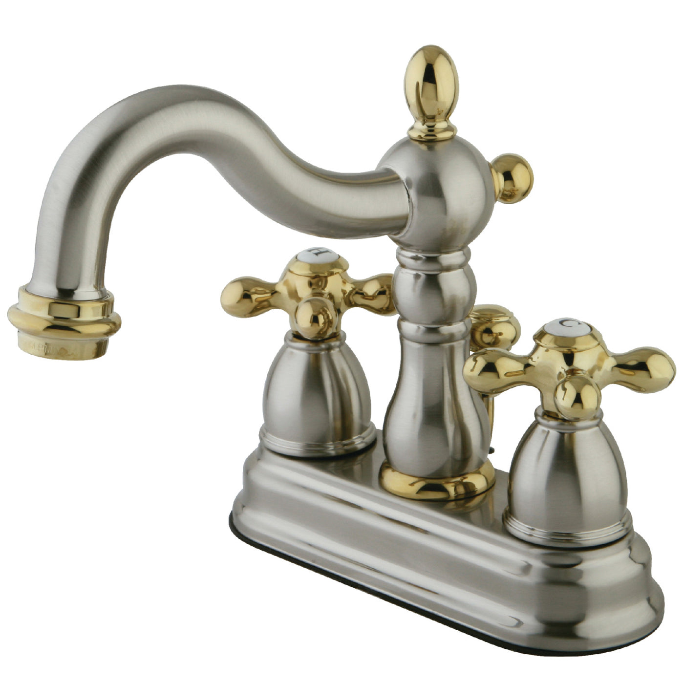 Elements of Design EB1609AX 4-Inch Centerset Bathroom Faucet with Plastic Pop-Up, Brushed Nickel/Polished Brass