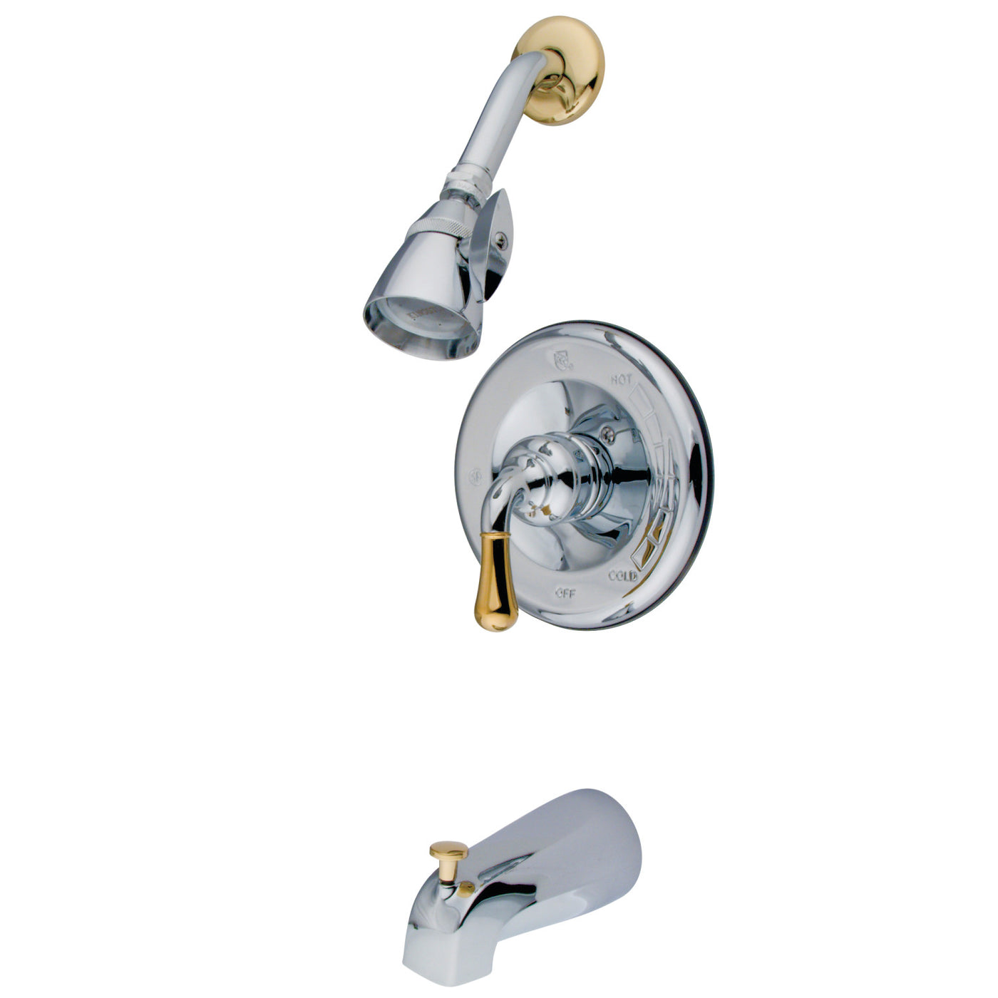 Elements of Design EB1634T Tub and Shower Faucet, Trim Only, Polished Chrome/Polished Brass