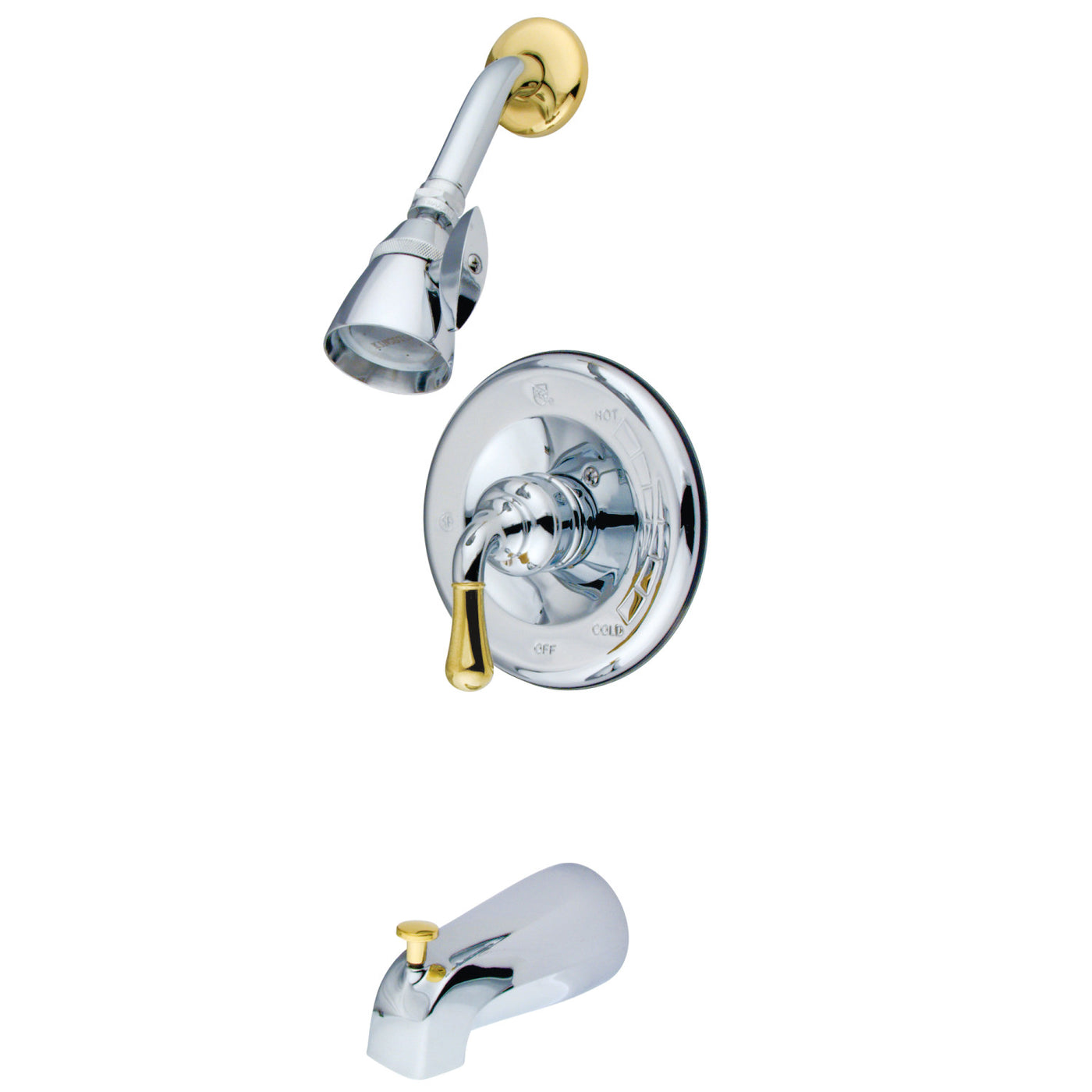 Elements of Design EB1634 Single-Handle Tub and Shower Faucet, Polished Chrome/Polished Brass