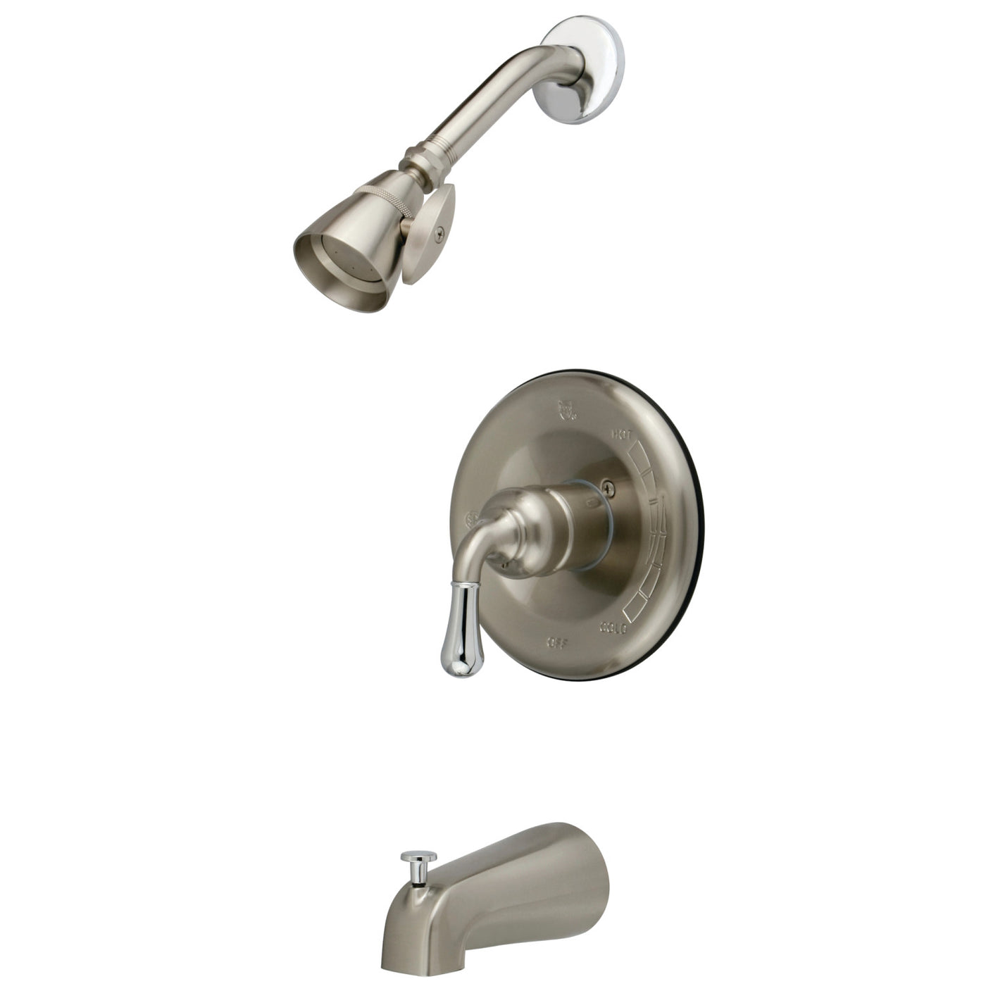 Elements of Design EB1637T Tub and Shower Faucet, Trim Only, Brushed Nickel/Polished Chrome