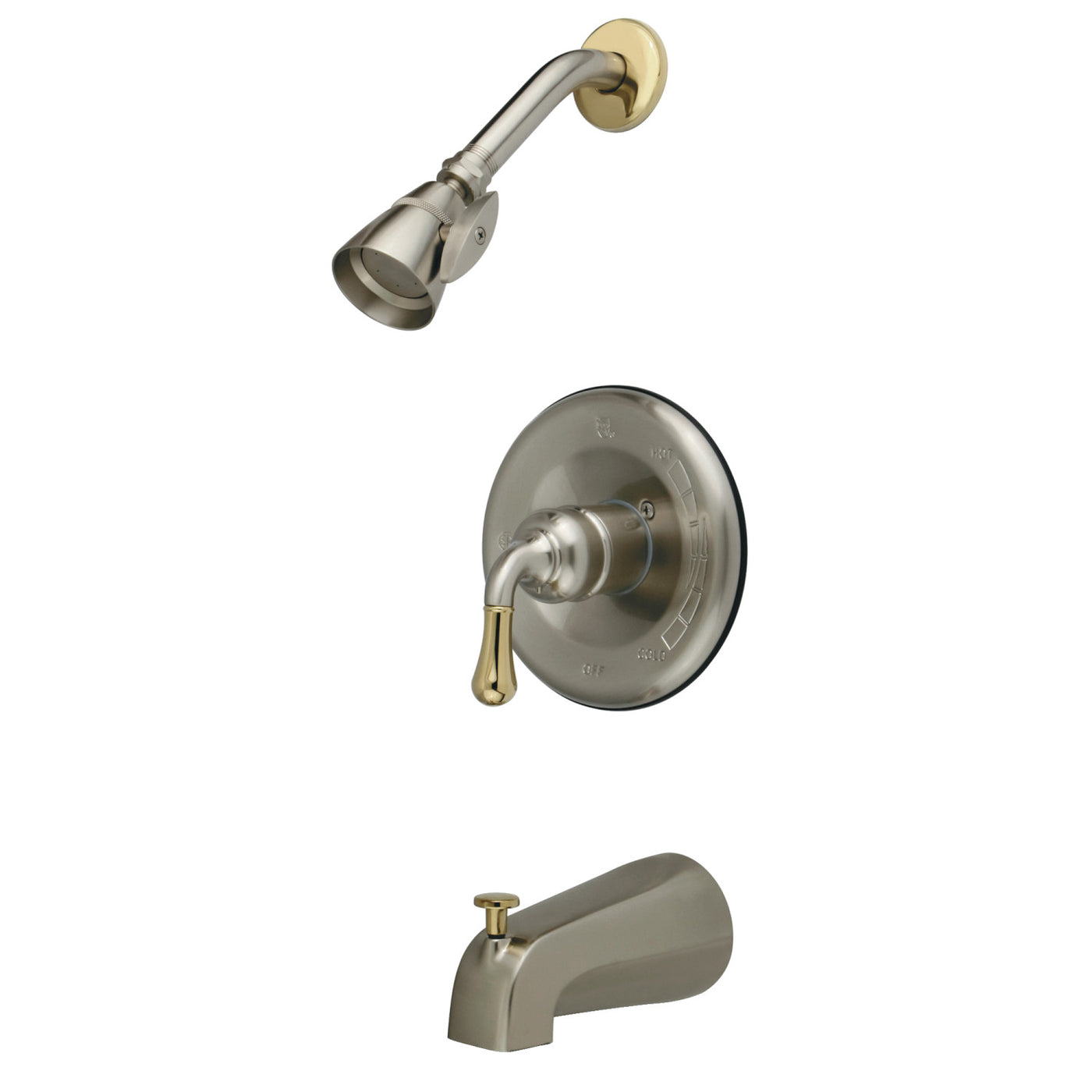 Elements of Design EB1639T Tub and Shower Faucet, Trim Only, Brushed Nickel/Polished Brass
