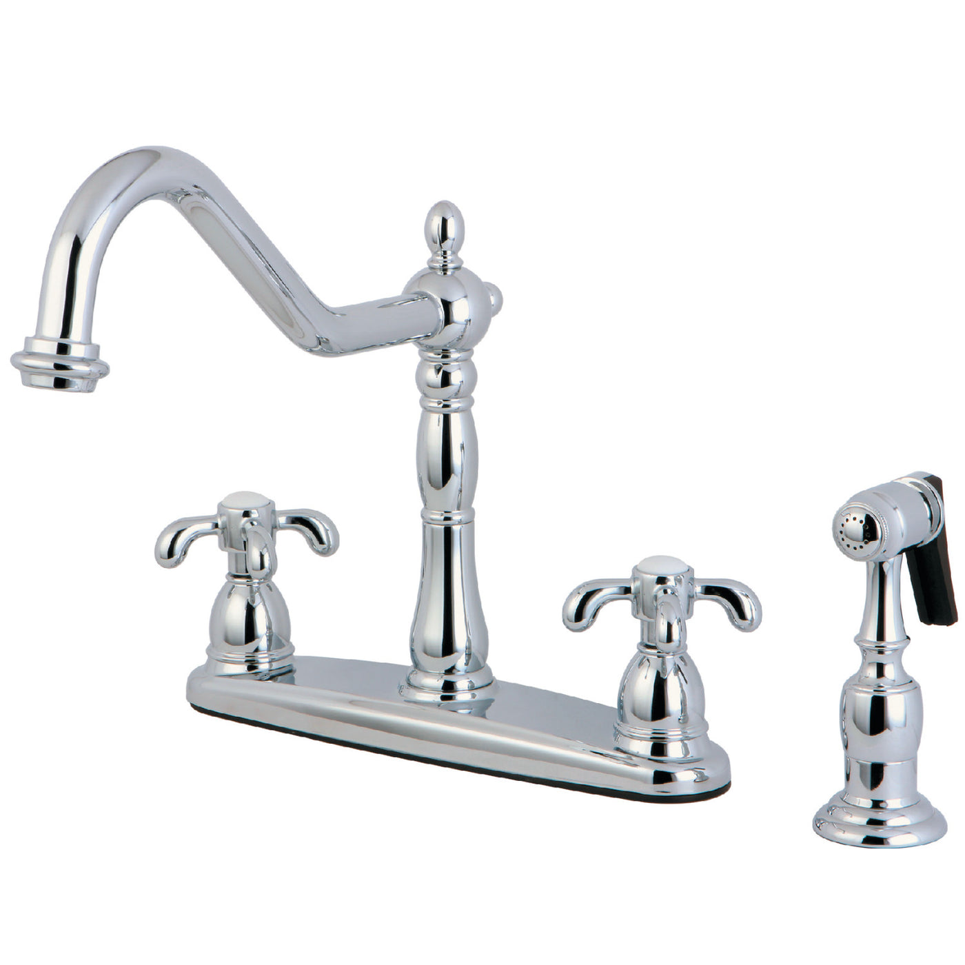 Elements of Design EB1751TXBS Centerset Kitchen Faucet with Brass Sprayer, Polished Chrome