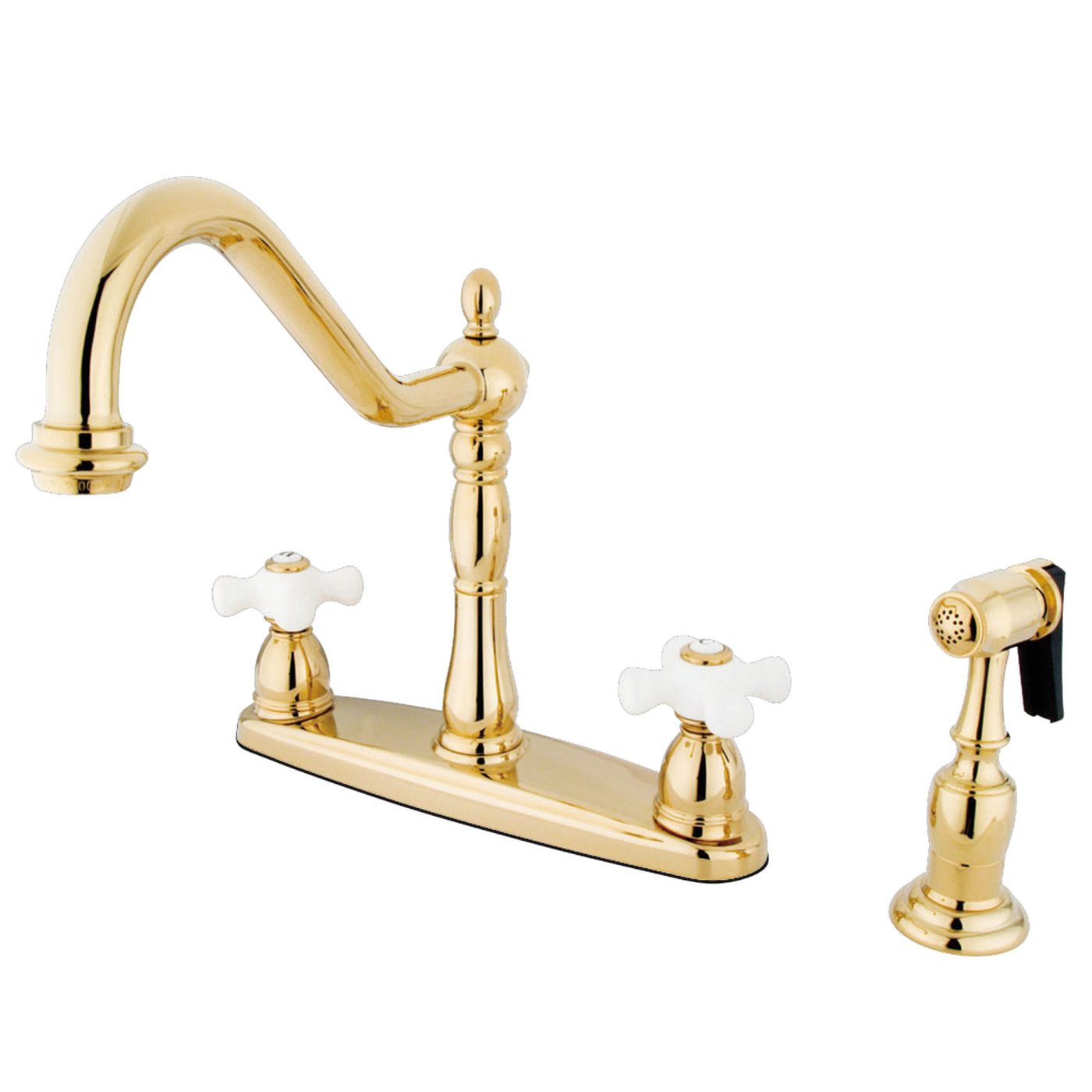 Elements of Design EB1752PXBS Centerset Kitchen Faucet with Brass Sprayer, Polished Brass