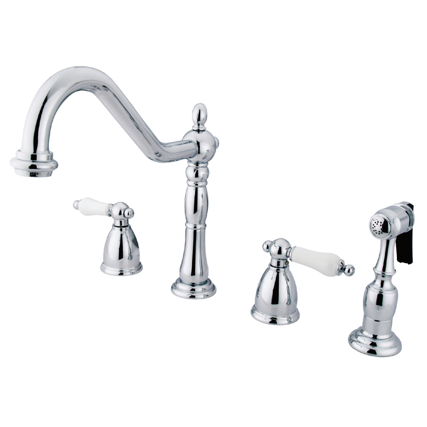Elements of Design EB1791PLBS Widespread Kitchen Faucet with Brass Sprayer, Polished Chrome