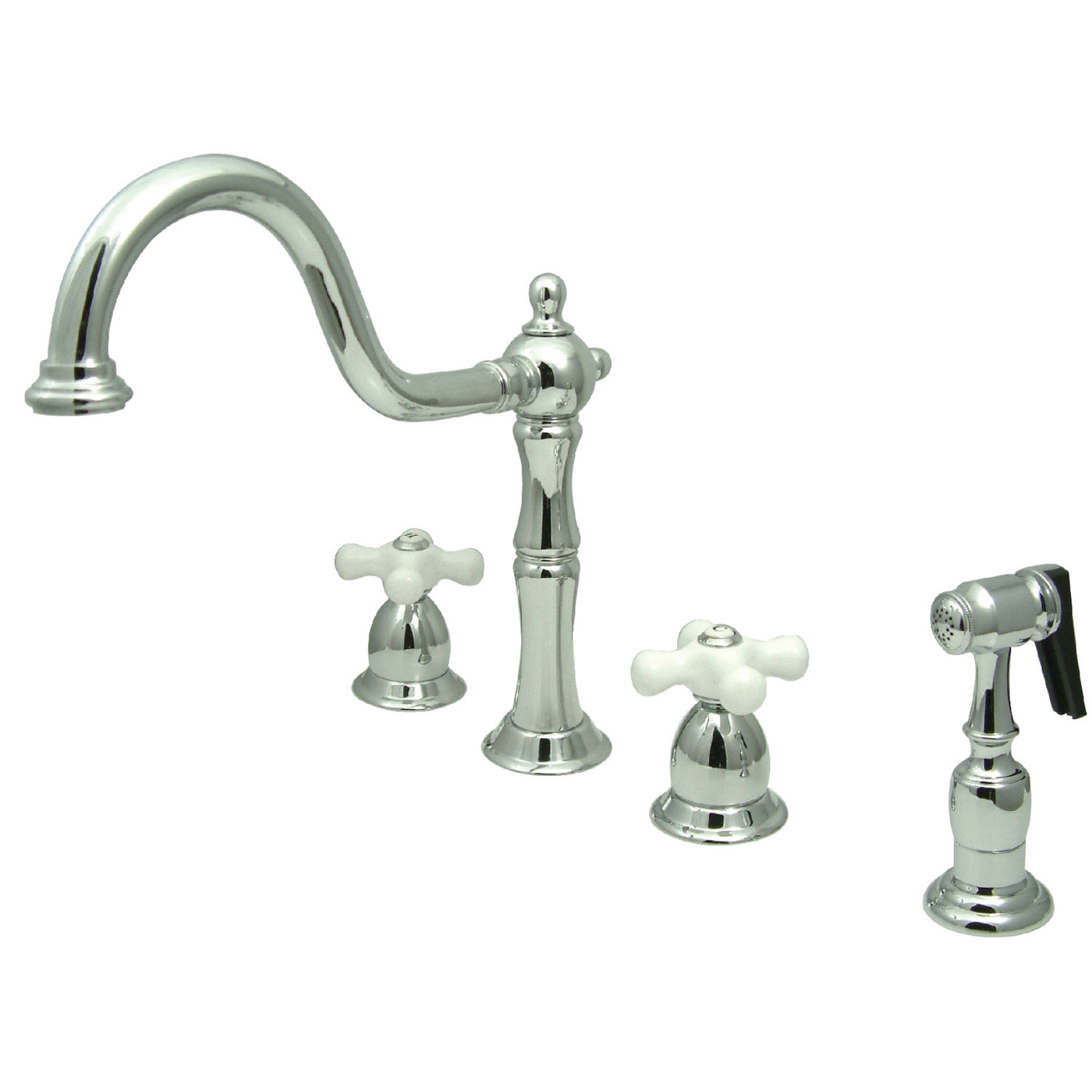 Elements of Design EB1791PXBS Widespread Kitchen Faucet with Brass Sprayer, Polished Chrome