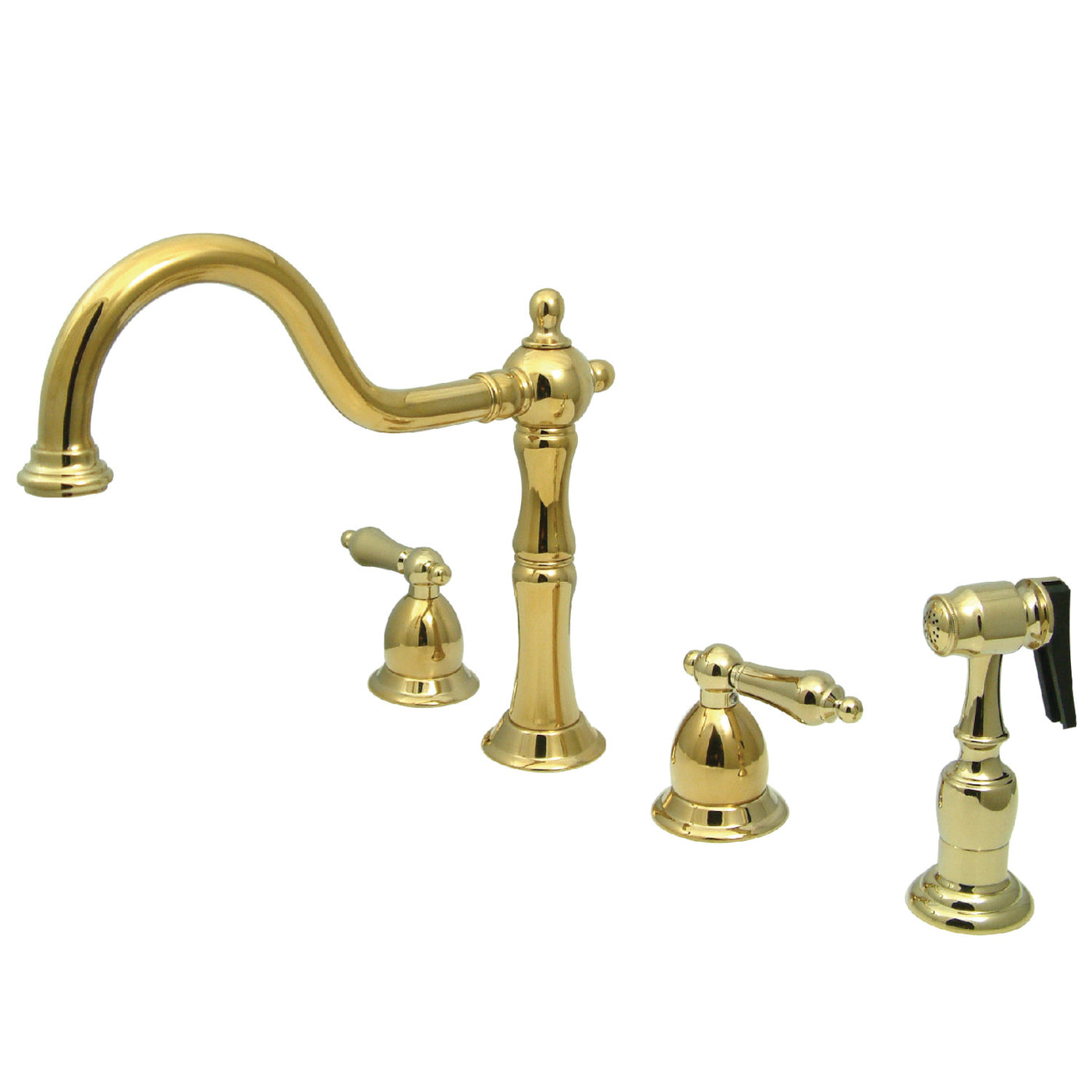 Elements of Design EB1792ALBS Widespread Kitchen Faucet with Brass Sprayer, Polished Brass