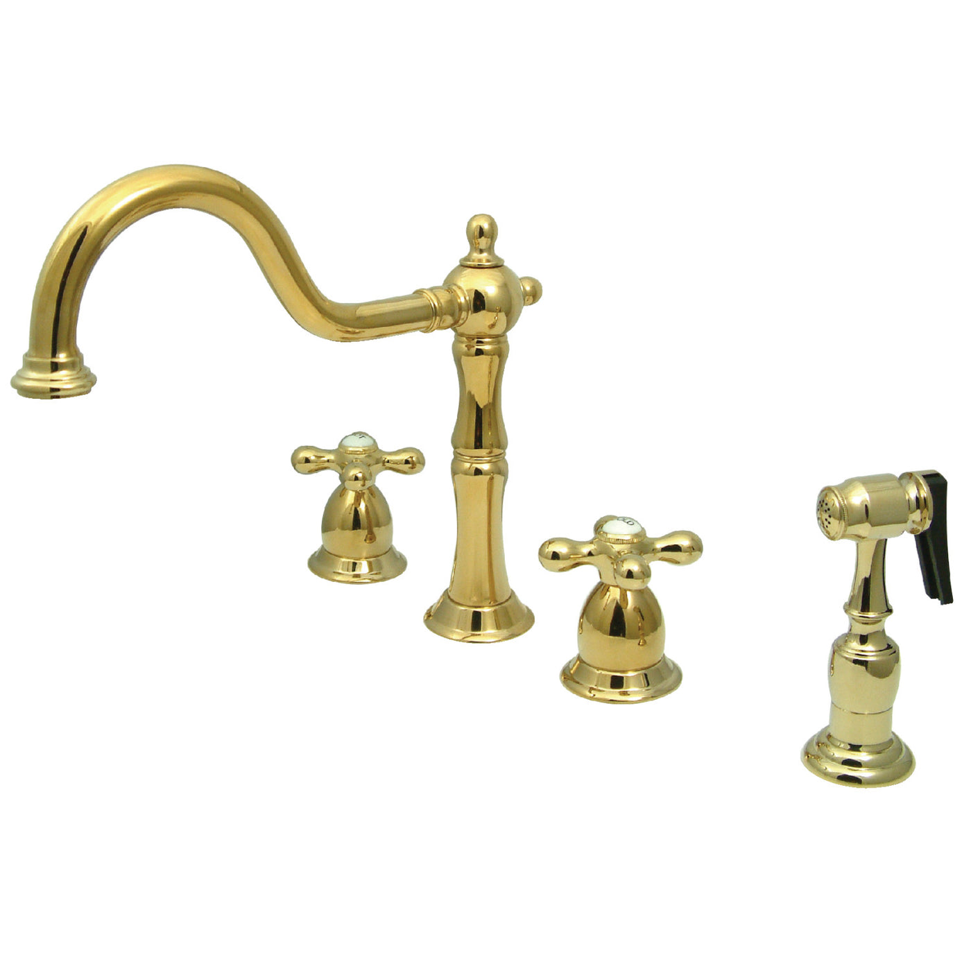 Elements of Design EB1792AXBS Widespread Kitchen Faucet with Brass Sprayer, Polished Brass