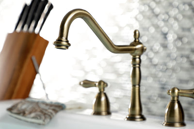 Elements of Design EB1793ALBS Widespread Kitchen Faucet with Brass Sprayer, Antique Brass
