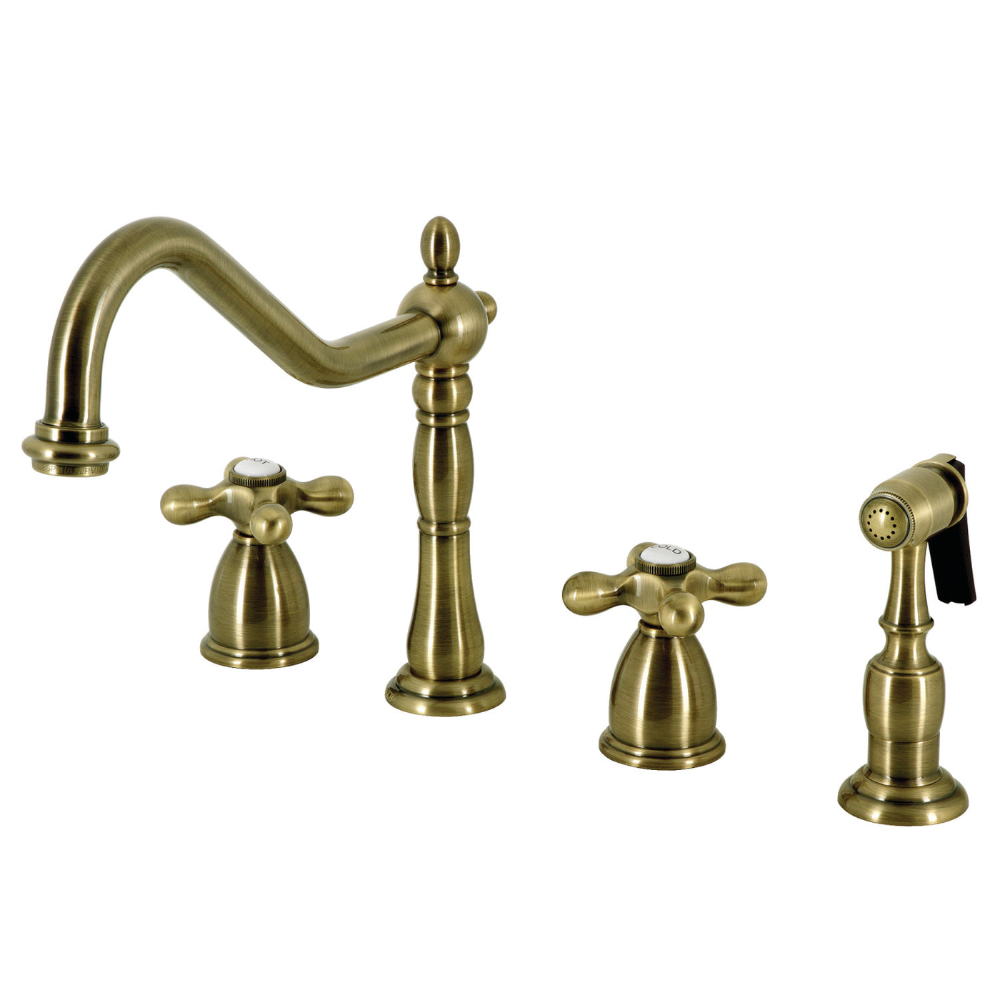Elements of Design EB1793AXBS Widespread Kitchen Faucet with Brass Sprayer, Antique Brass