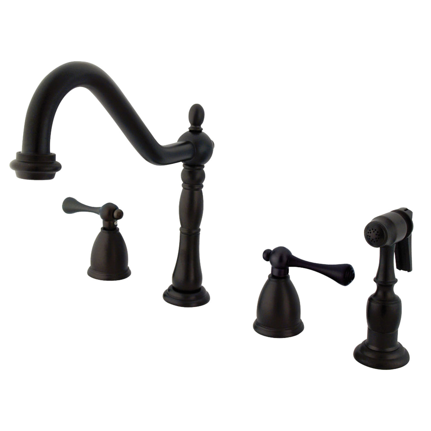 Elements of Design EB1795BLBS Widespread Kitchen Faucet with Brass Sprayer, Oil Rubbed Bronze
