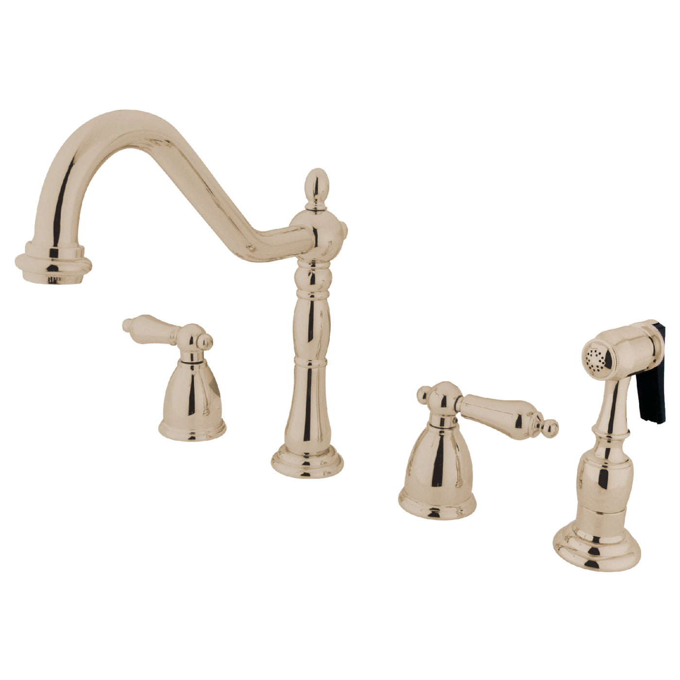 Elements of Design EB1796ALBS Widespread Kitchen Faucet with Brass Sprayer, Polished Nickel