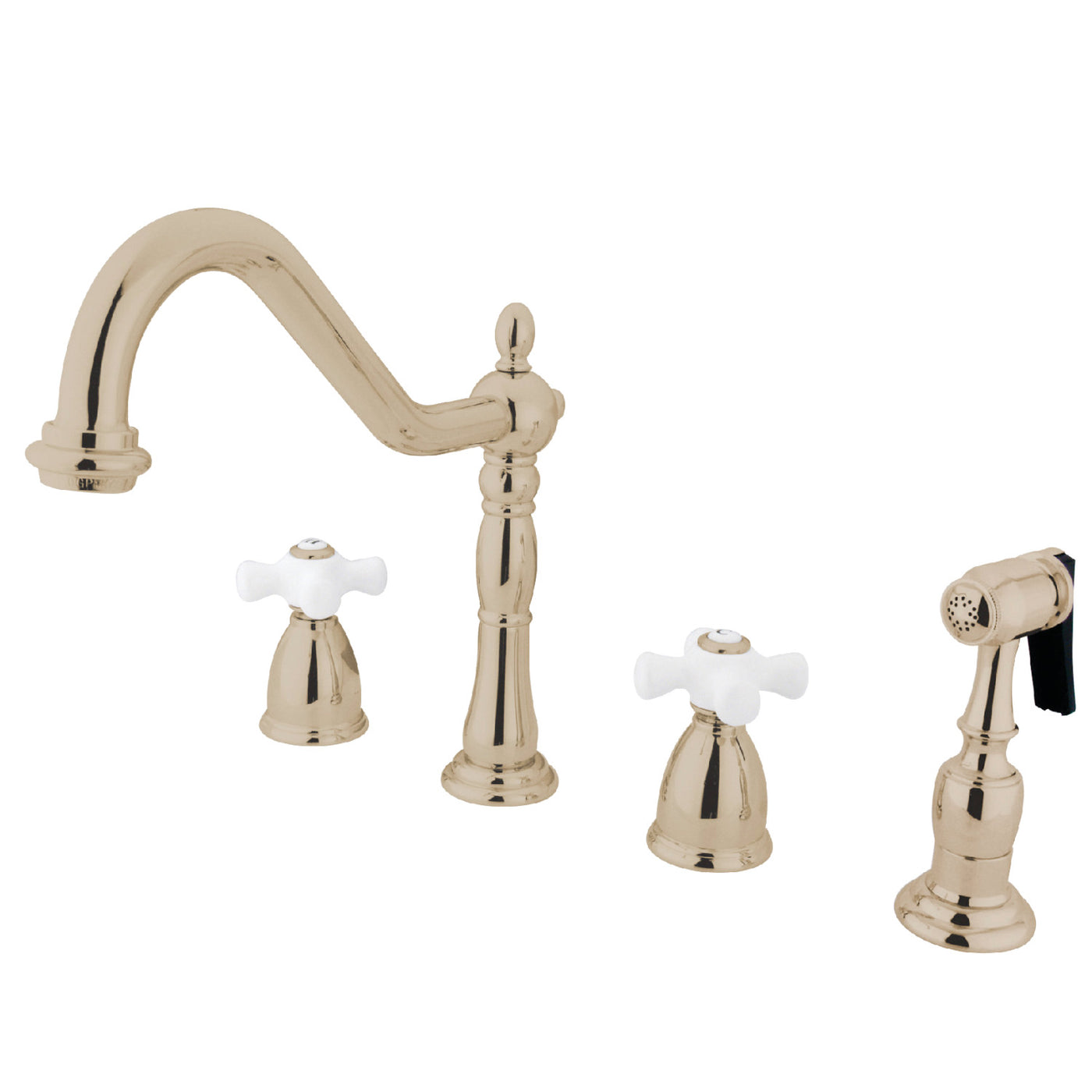 Elements of Design EB1796PXBS Widespread Kitchen Faucet with Brass Sprayer, Polished Nickel