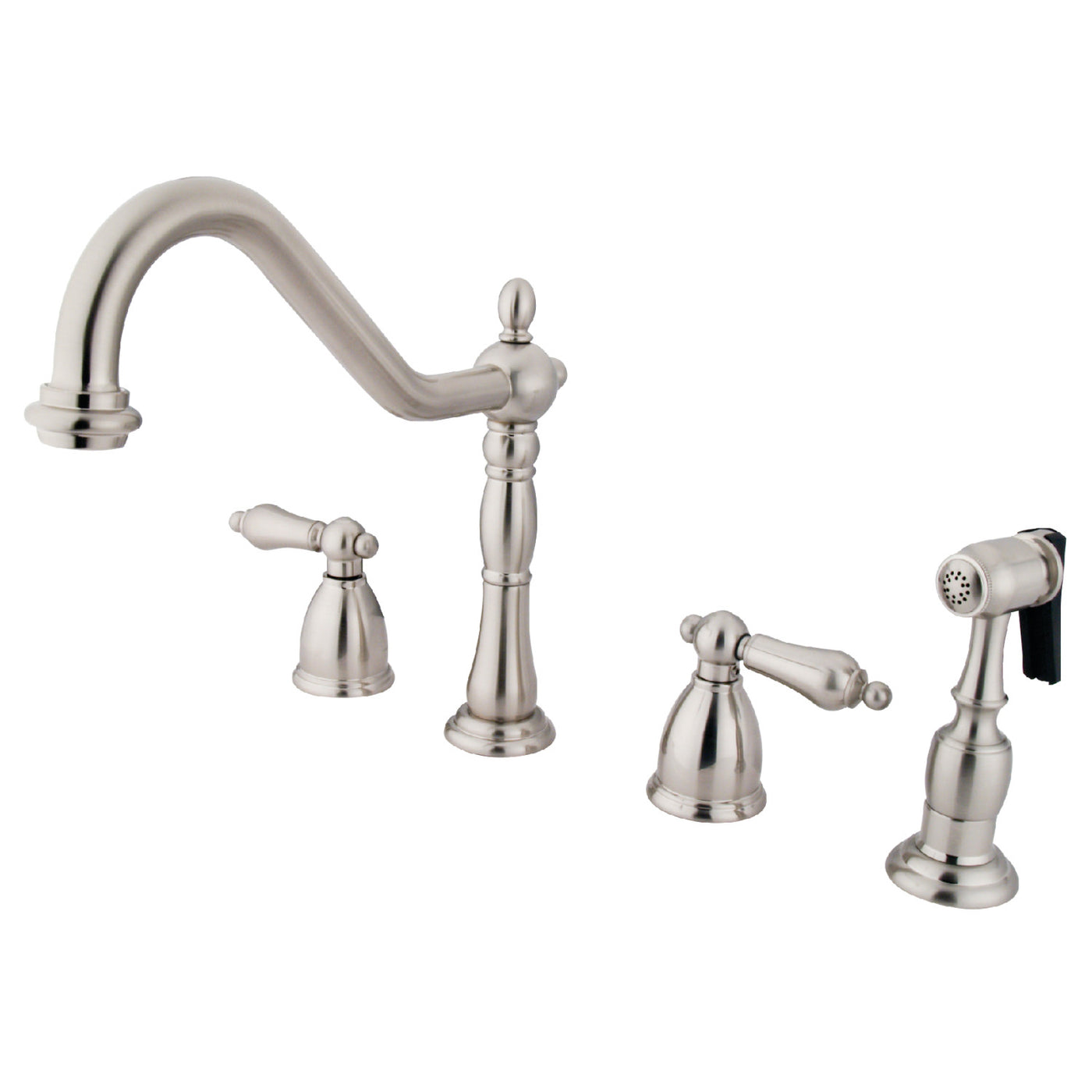 Elements of Design EB1798ALBS Widespread Kitchen Faucet with Brass Sprayer, Brushed Nickel