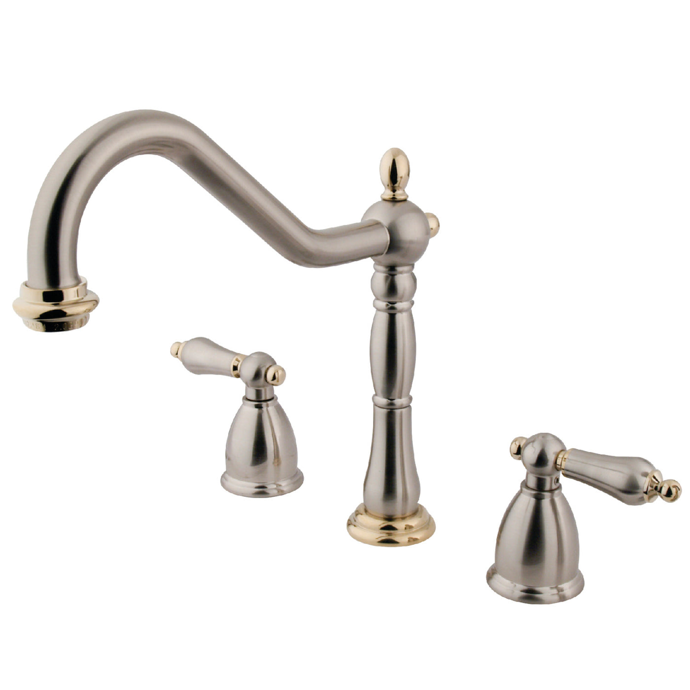 Elements of Design EB1799ALLS Widespread Kitchen Faucet, Brushed Nickel/Polished Brass