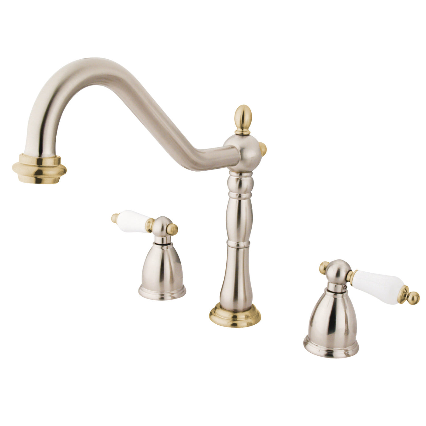 Elements of Design EB1799PLLS Widespread Kitchen Faucet, Brushed Nickel/Polished Brass