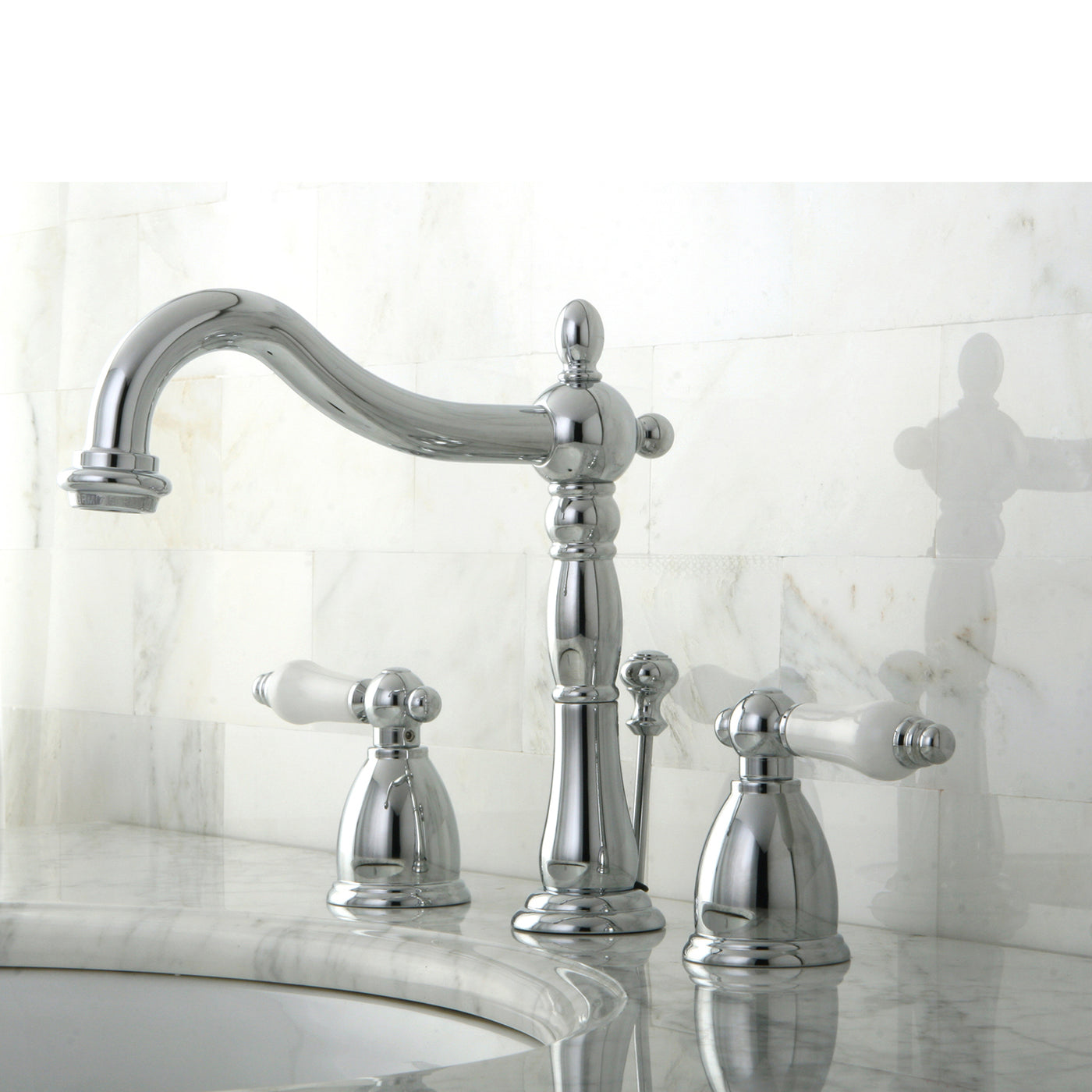 Elements of Design EB1971PL Widespread Bathroom Faucet with Plastic Pop-Up, Polished Chrome