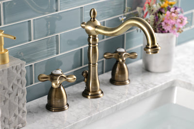 Elements of Design EB1973AX Widespread Bathroom Faucet with Brass Pop-Up, Antique Brass