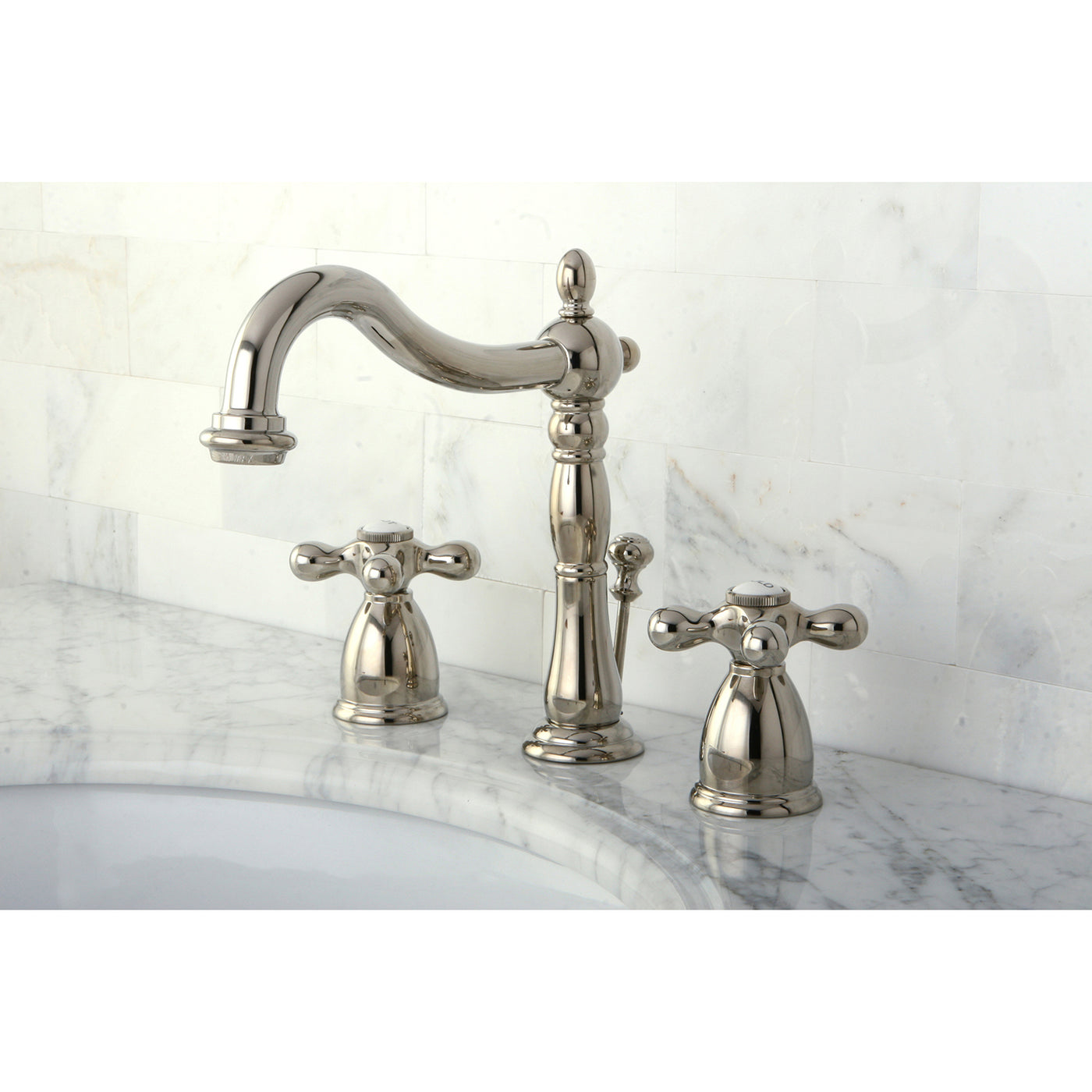 Elements of Design EB1976AX Widespread Bathroom Faucet with Brass Pop-Up, Polished Nickel