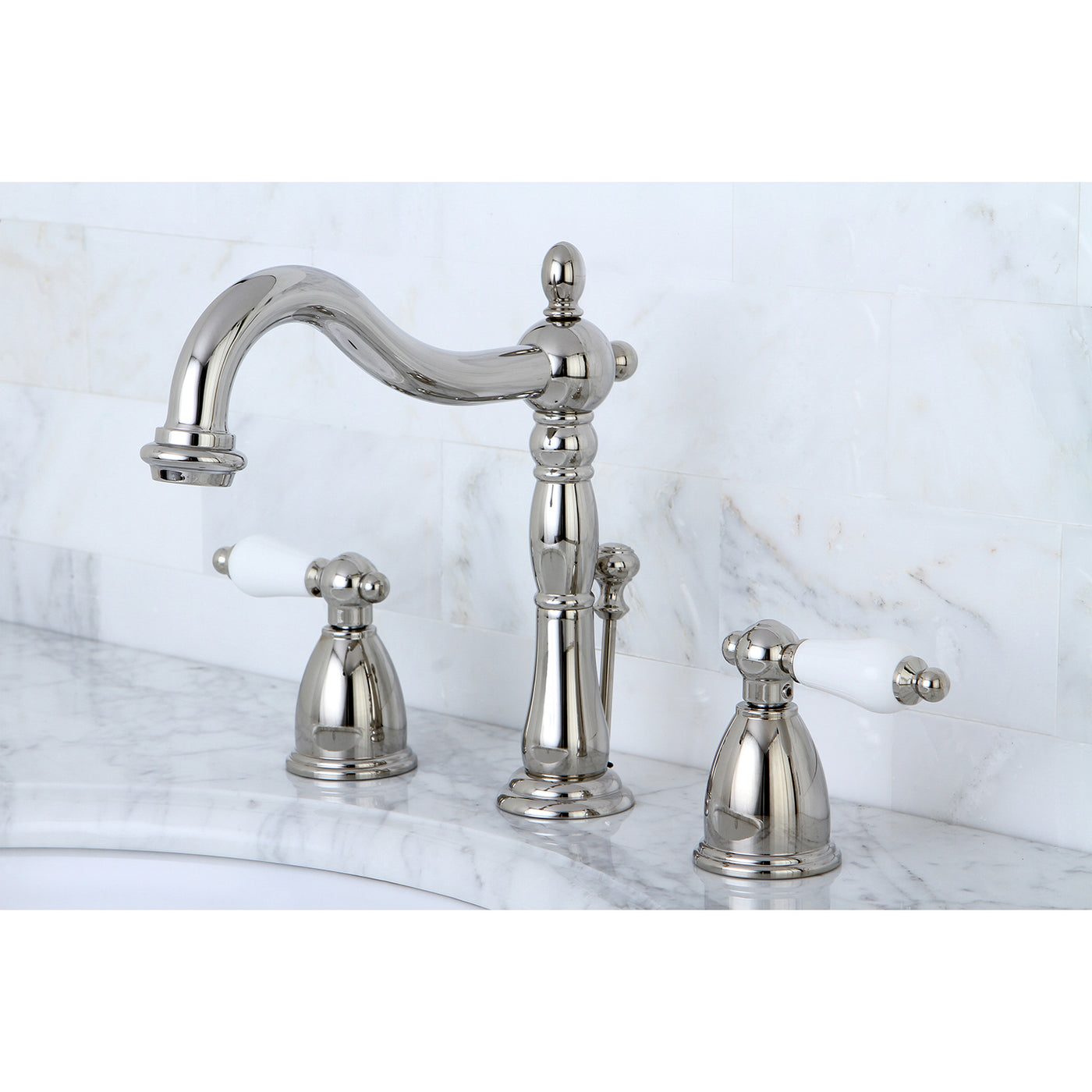 Elements of Design EB1976PL Widespread Bathroom Faucet with Brass Pop-Up, Polished Nickel