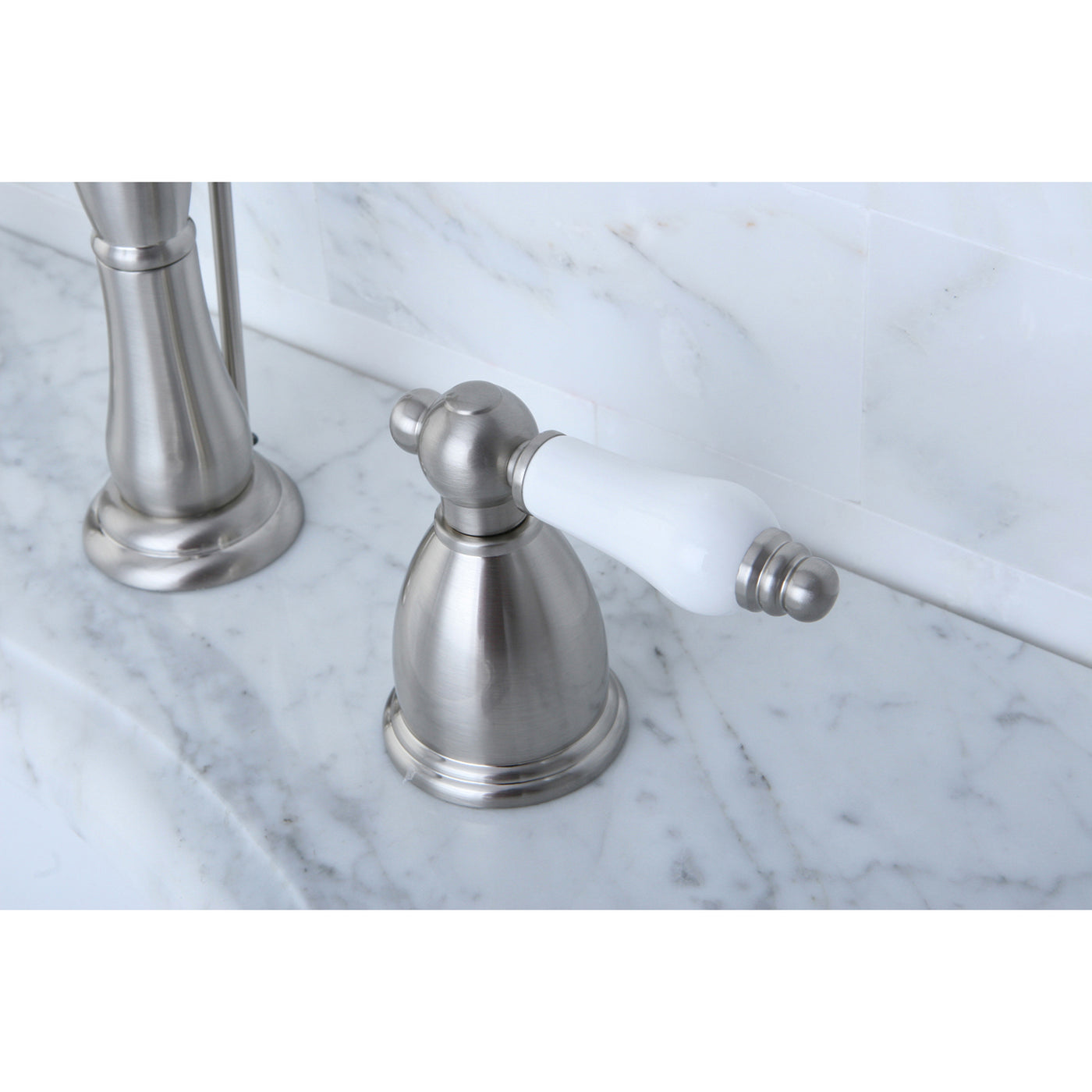 Elements of Design EB1978PL Widespread Bathroom Faucet with Plastic Pop-Up, Brushed Nickel