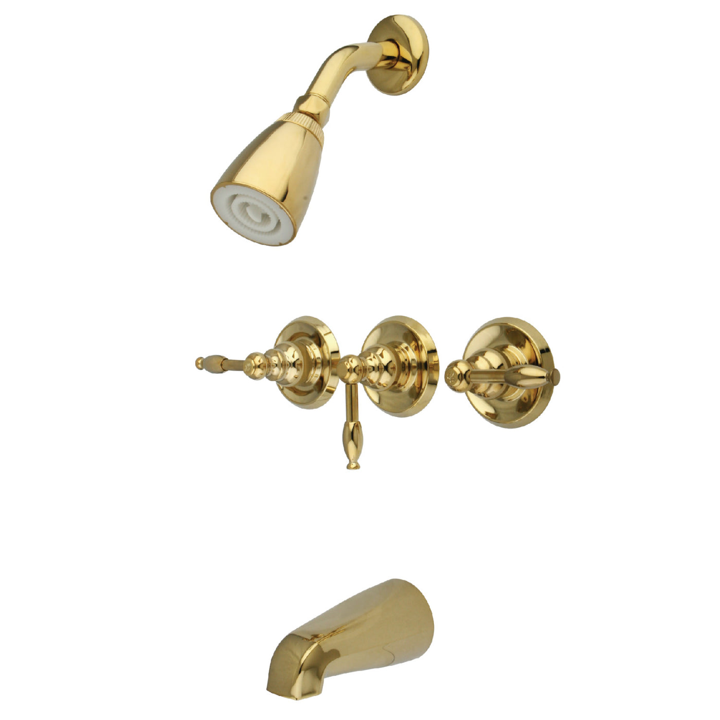Elements of Design EB232KL Three-Handle Tub and Shower Faucet, Polished Brass