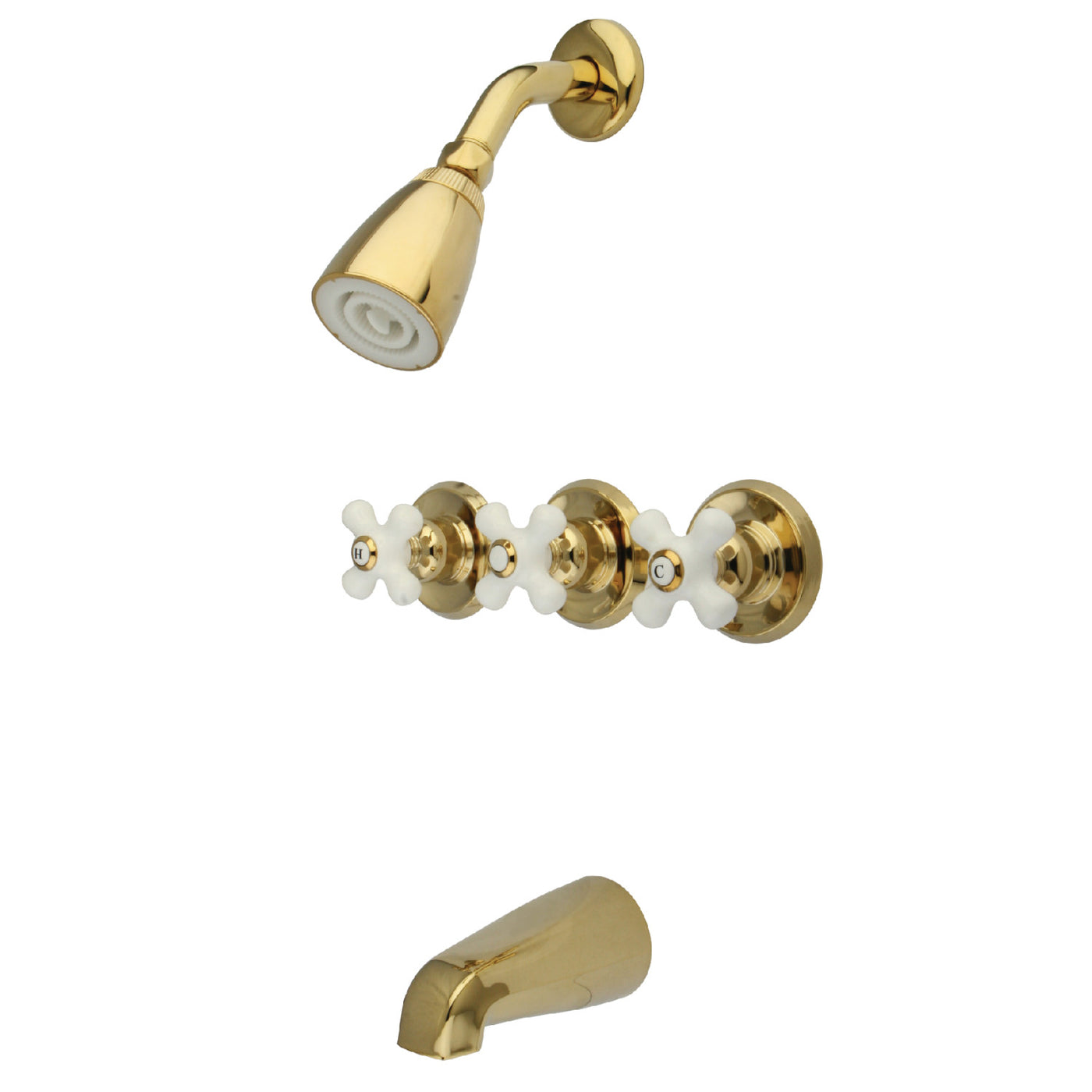 Elements of Design EB232PX Three-Handle Tub and Shower Faucet, Polished Brass