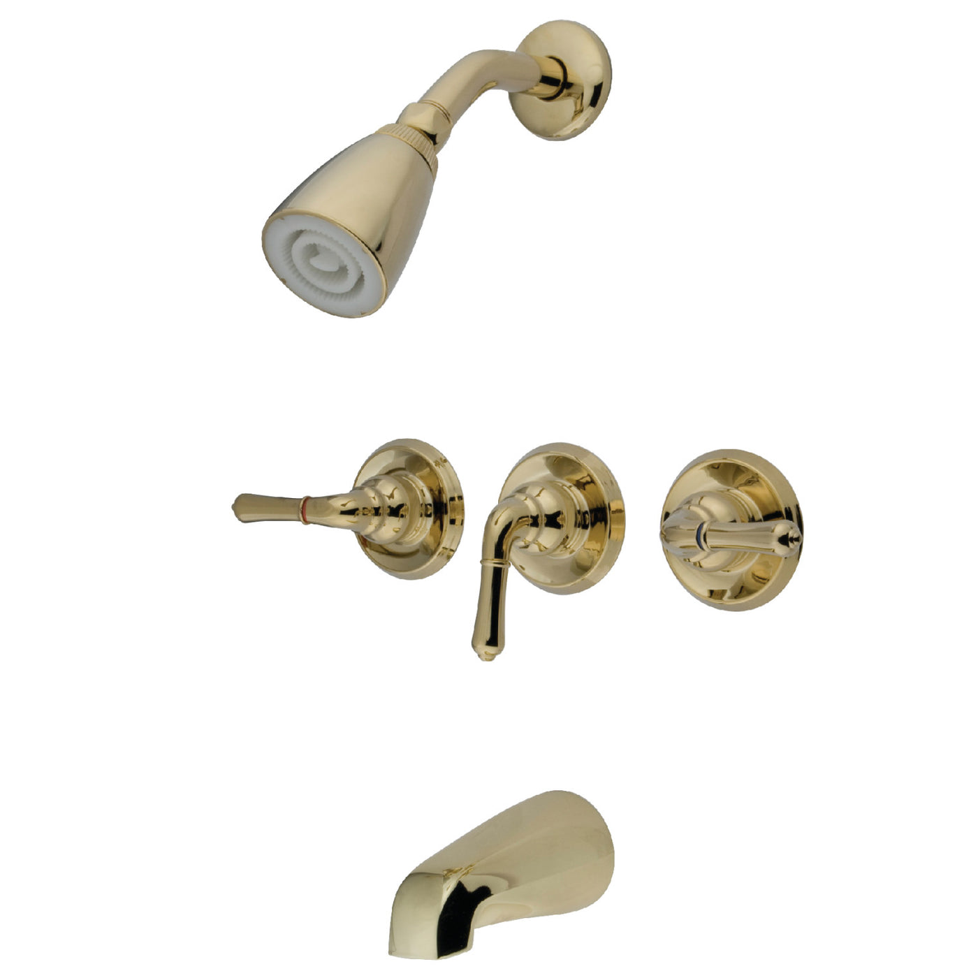 Elements of Design EB232 Three-Handle Tub and Shower Faucet, Polished Brass