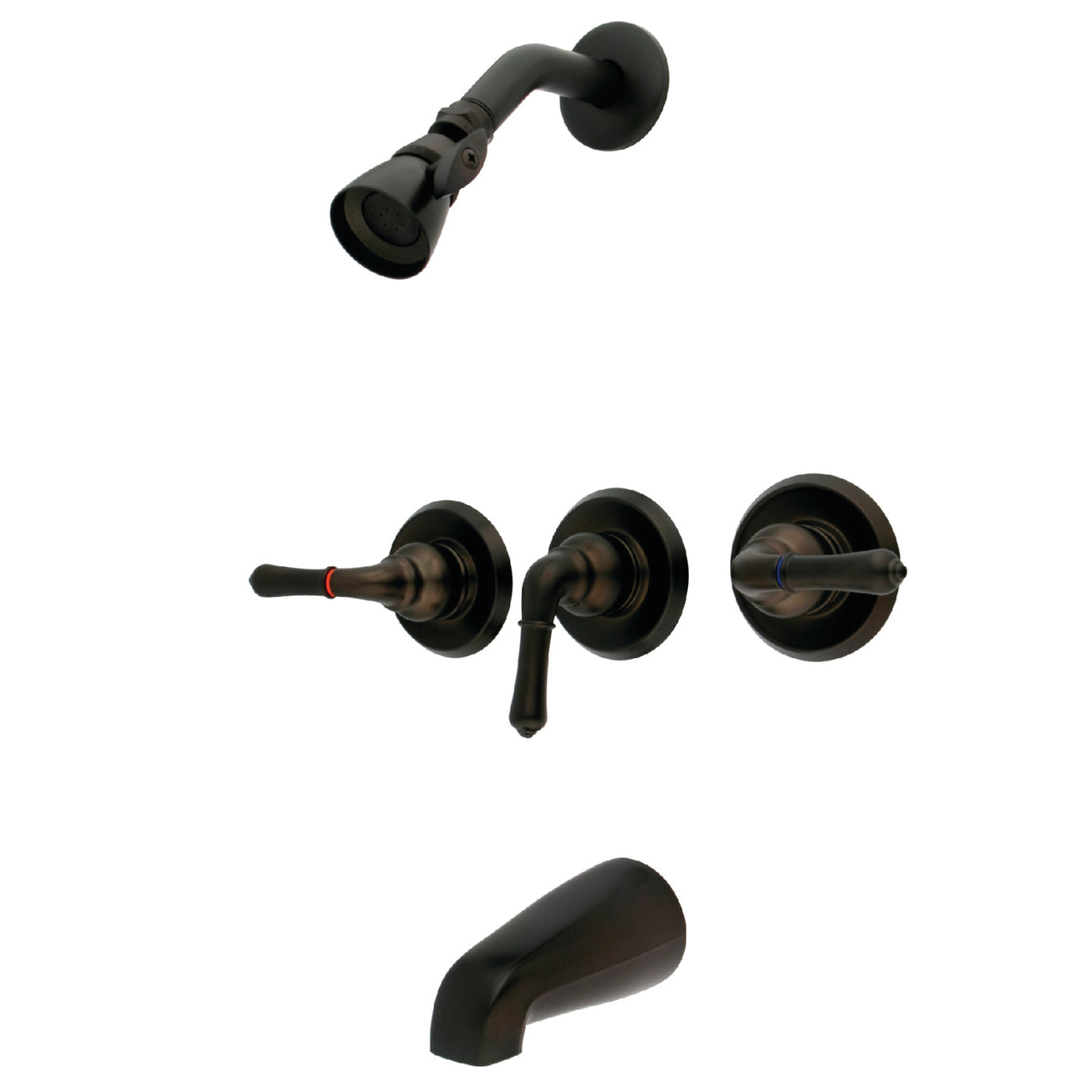 Elements of Design EB235 Three-Handle Tub and Shower Faucet, Oil Rubbed Bronze