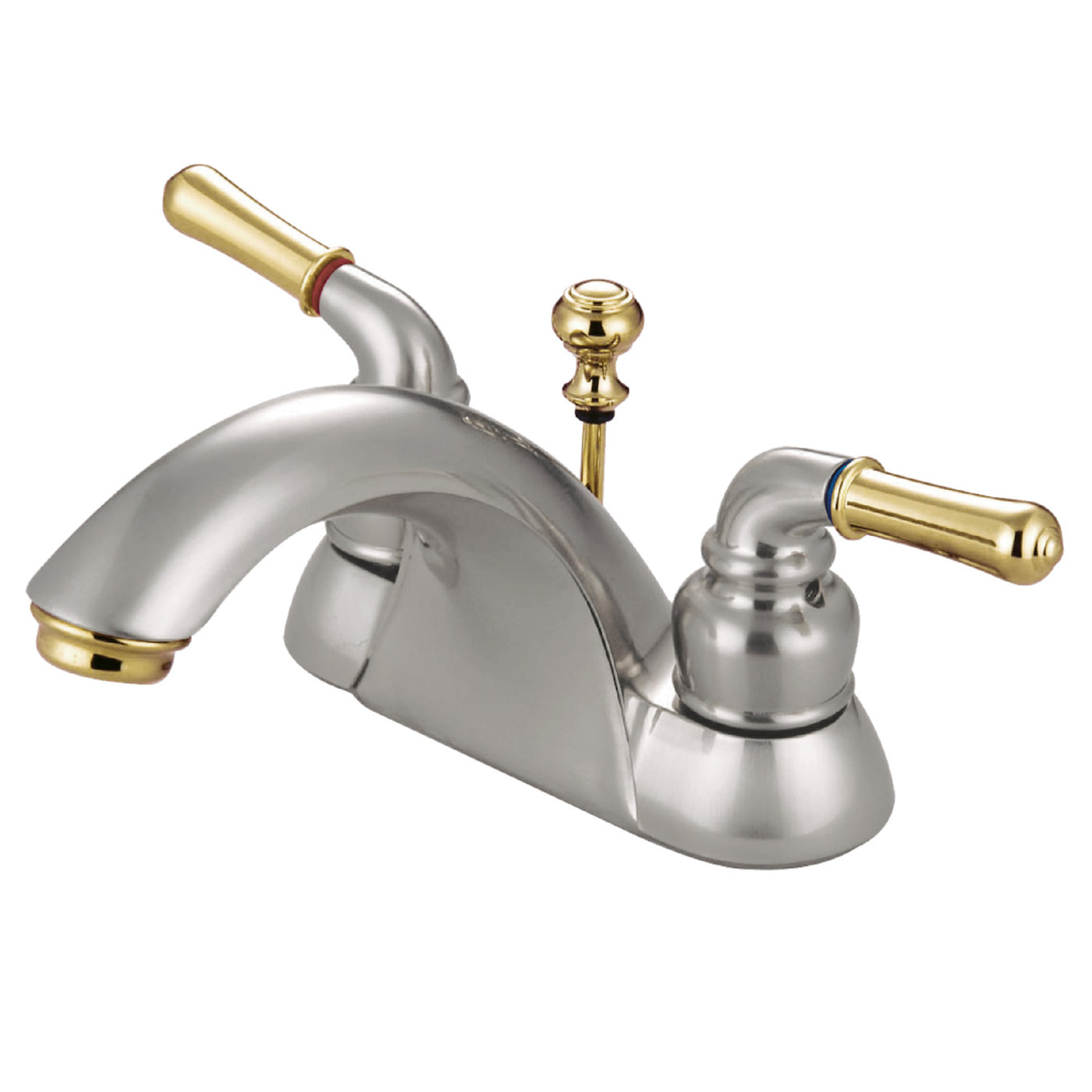 Elements of Design EB2629B 4-Inch Centerset Bathroom Faucet, Brushed Nickel/Polished Brass