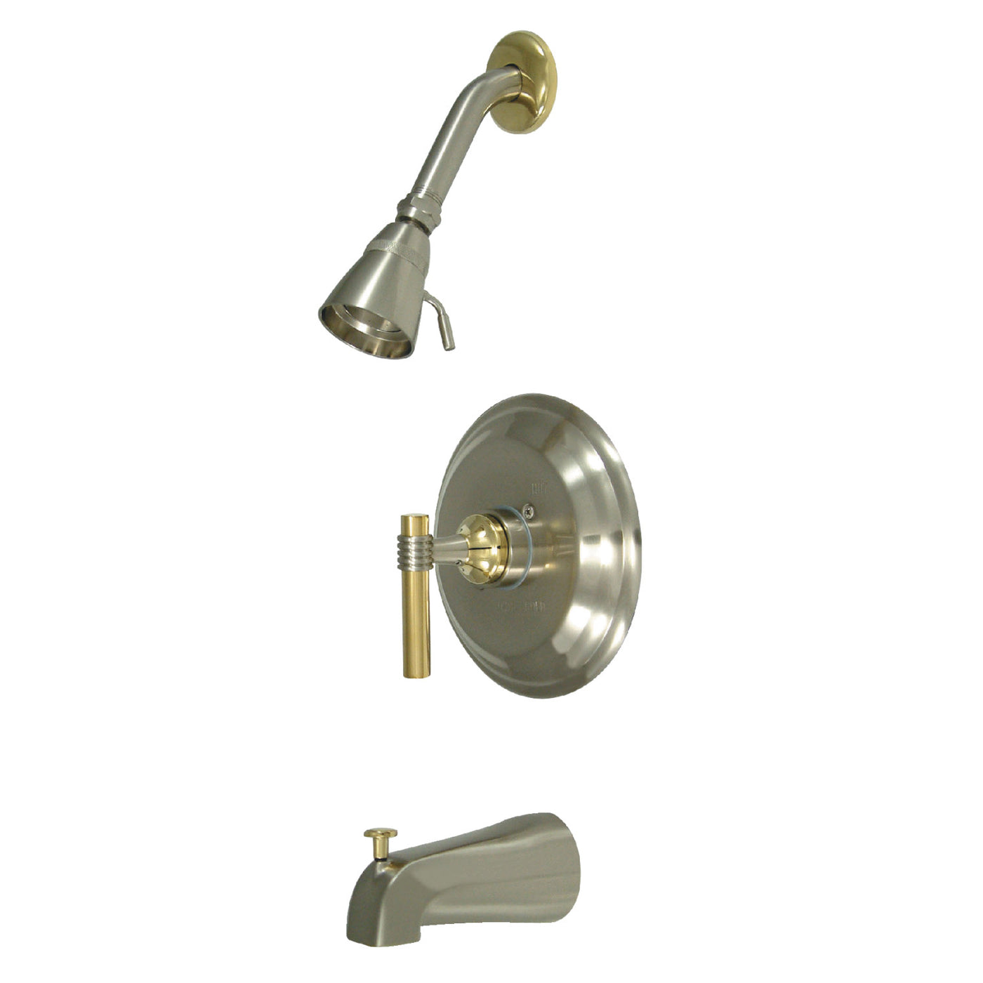 Elements of Design EB2639MLT Tub and Shower Faucet, Trim Only, Brushed Nickel/Polished Brass